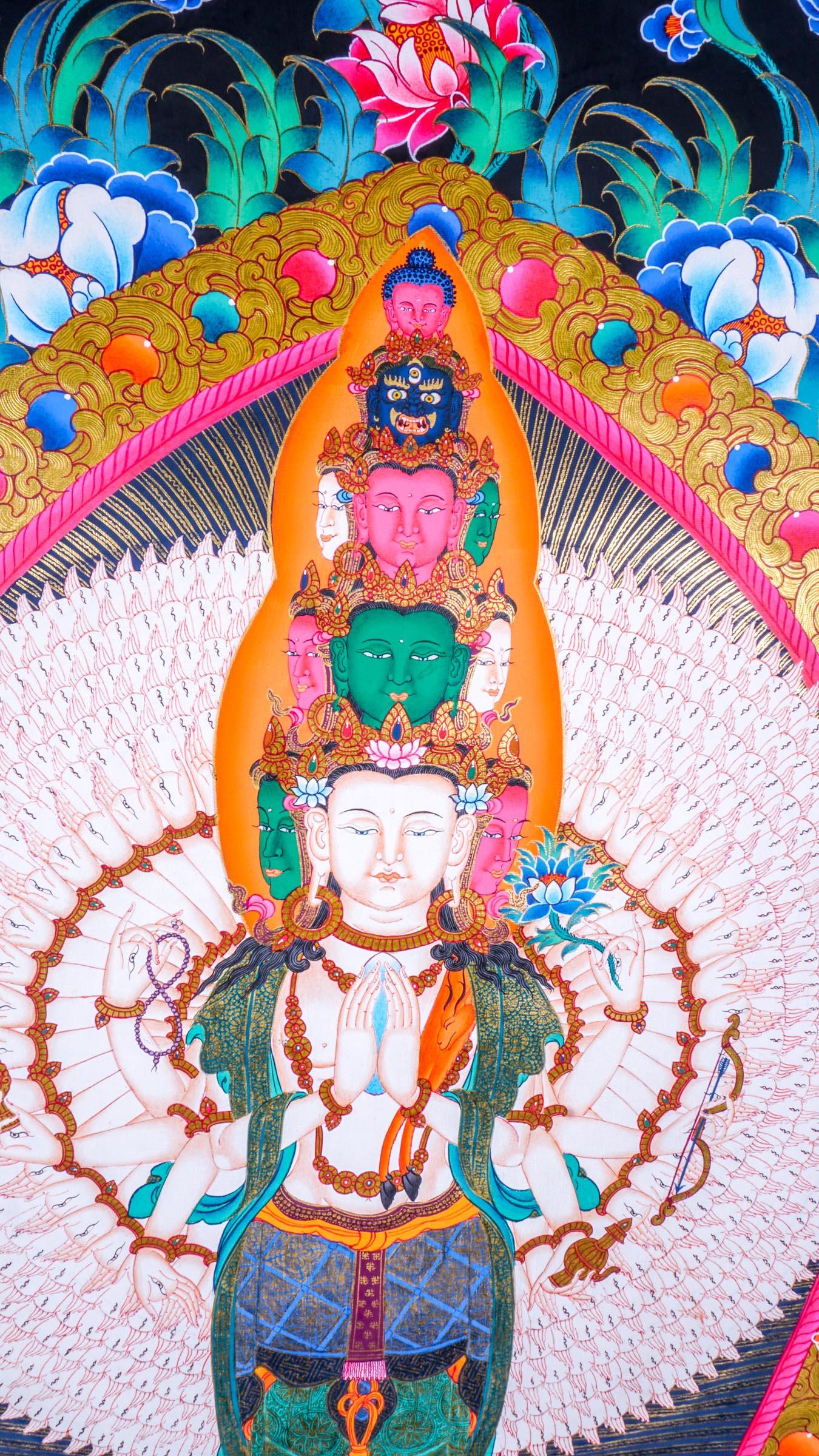 Guanyin - Avalokiteshvara Thanka Painting - Himalayas Shop