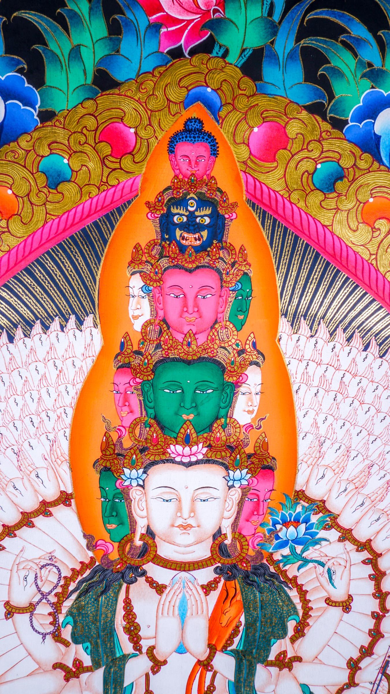 Guanyin - Avalokiteshvara Thanka Painting - Himalayas Shop
