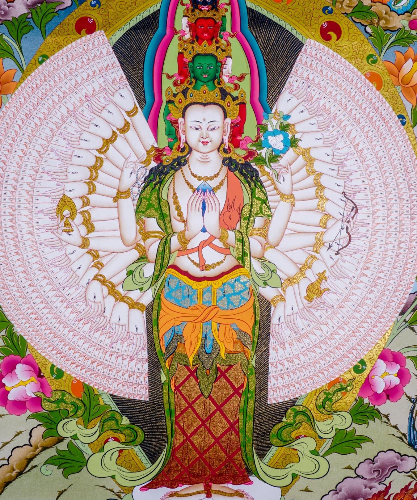 Avalokiteshvara Canvas Thangka Painting - Himalayas Shop