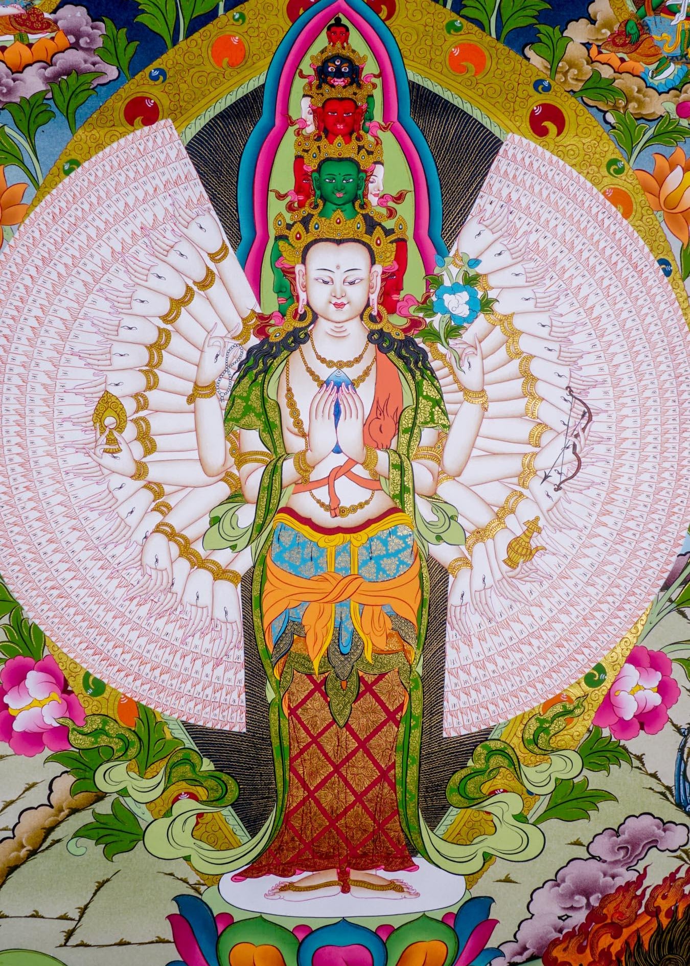Avalokiteshvara Canvas Thangka Painting - Himalayas Shop