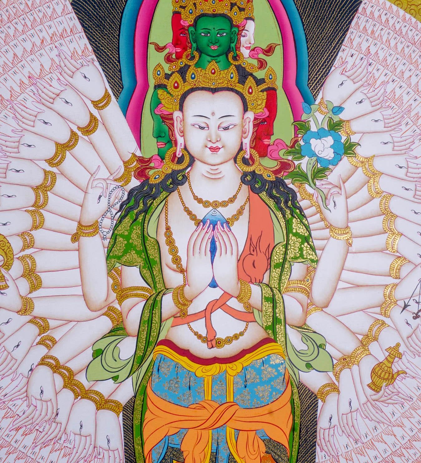 Avalokiteshvara Canvas Thangka Painting - Himalayas Shop