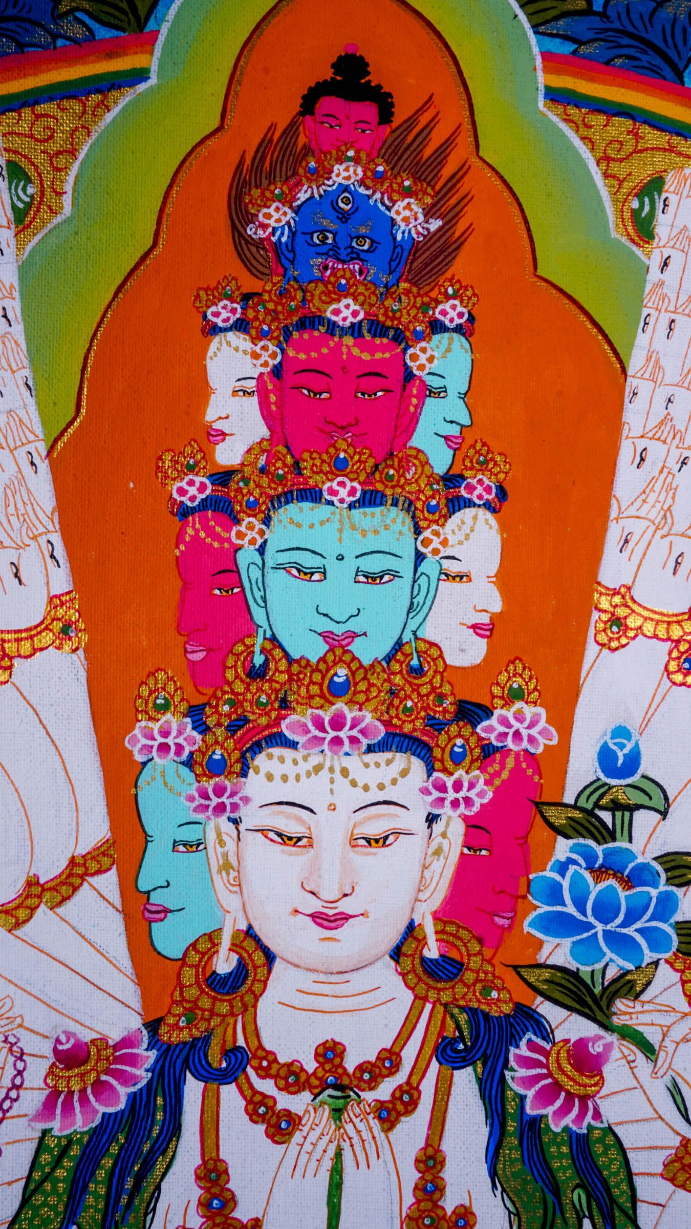 1000 Arm Avalokiteshvara with other Deities - Himalayas Shop
