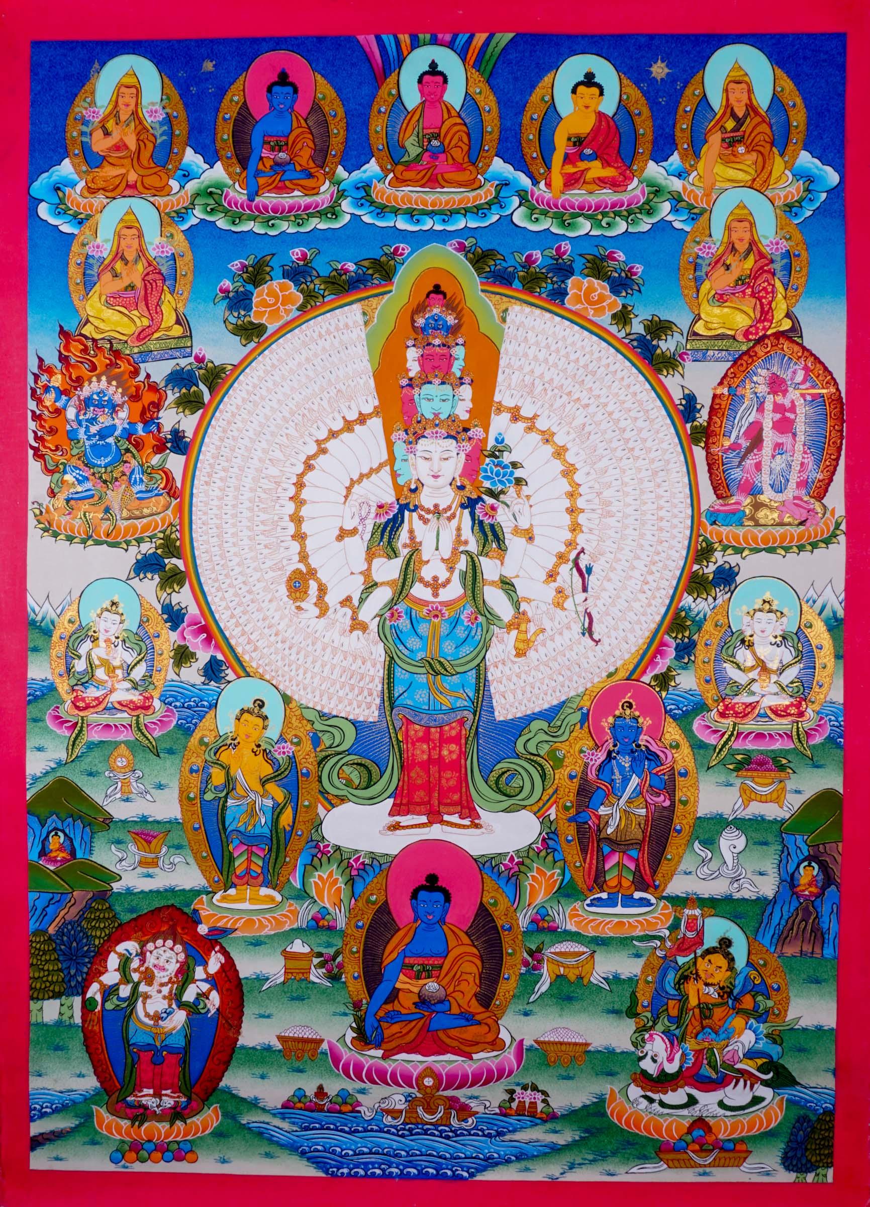 1000 Arm Avalokiteshvara with other Deities