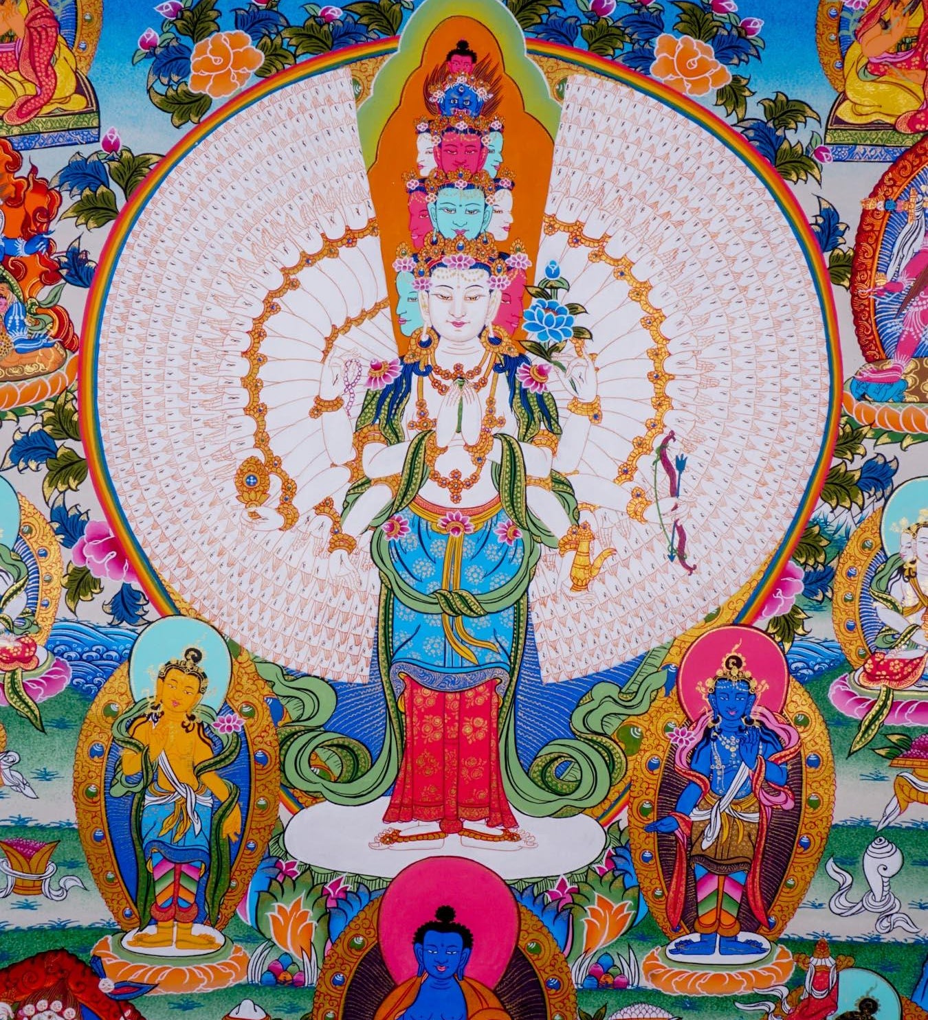 1000 Arm Avalokiteshvara with other Deities - Himalayas Shop