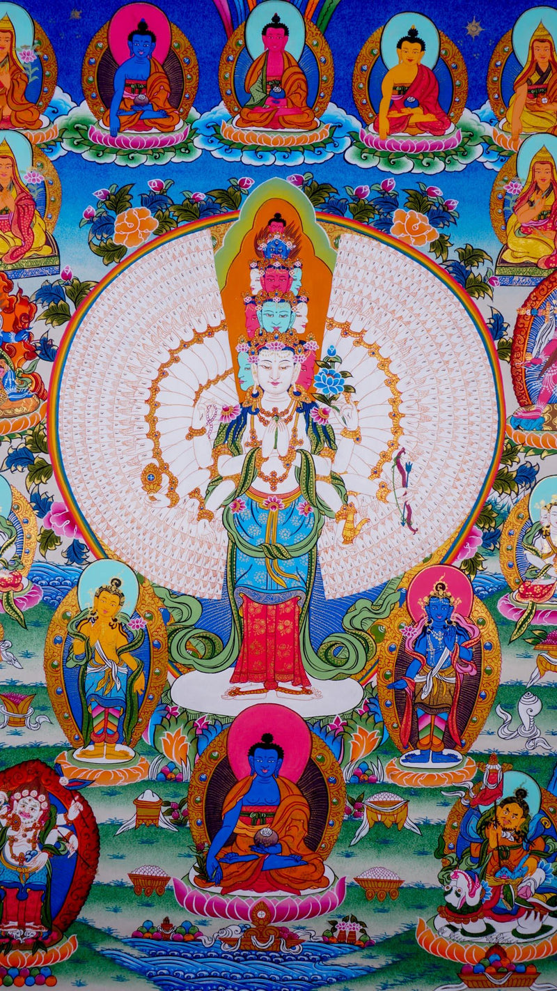 1000 Arm Avalokiteshvara with other Deities - Himalayas Shop