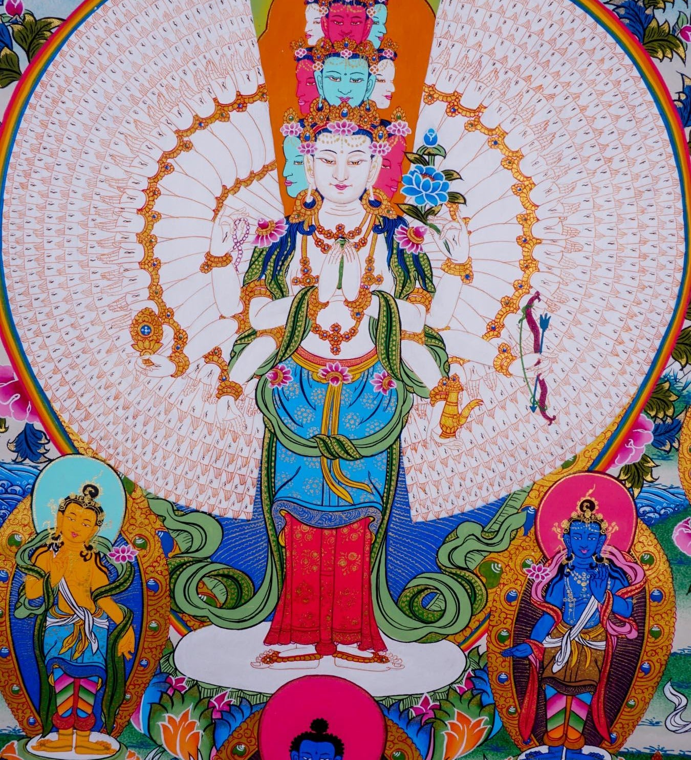 1000 Arm Avalokiteshvara with other Deities - Himalayas Shop