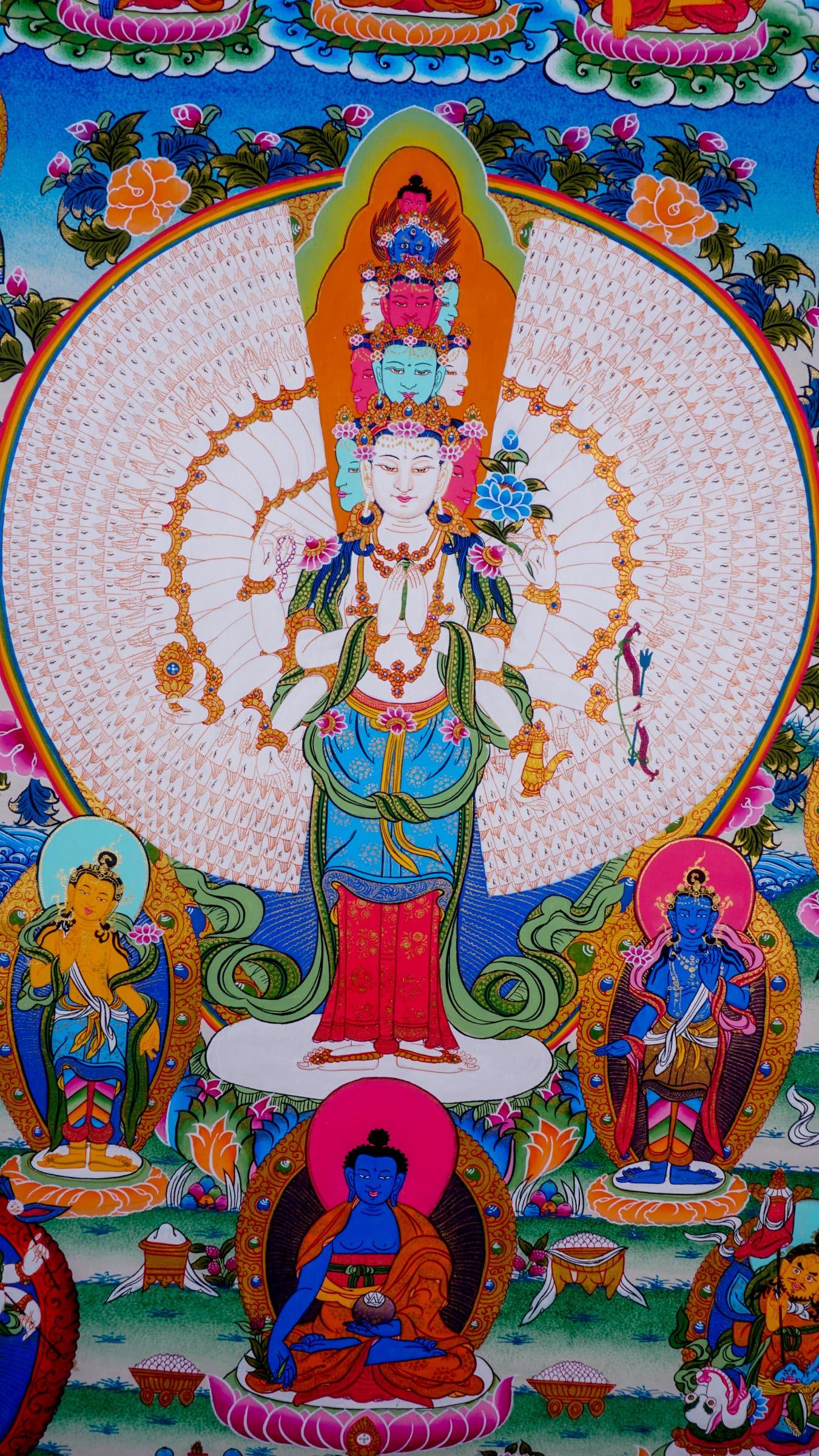1000 Arm Avalokiteshvara with other Deities - Himalayas Shop