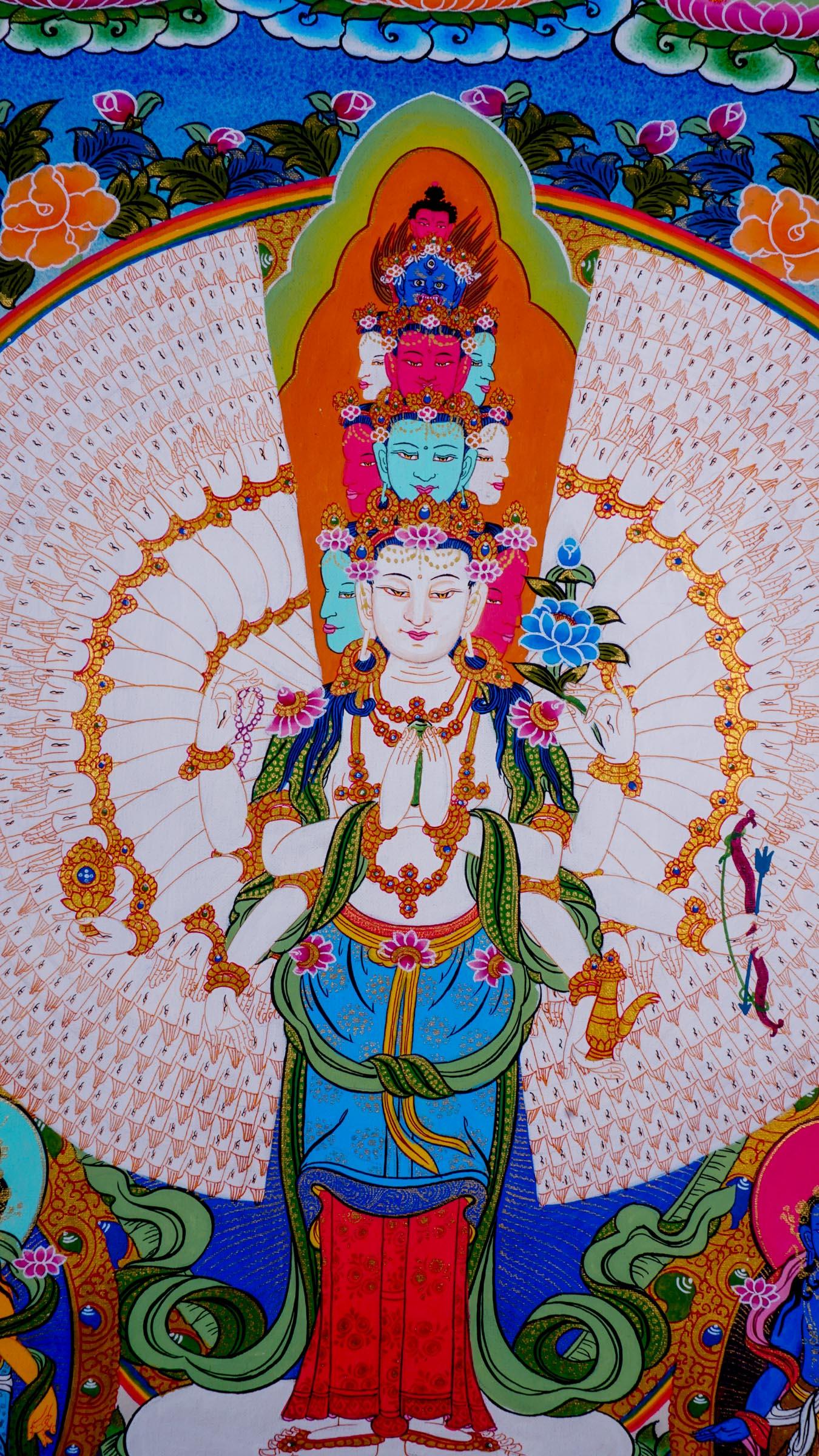 1000 Arm Avalokiteshvara with other Deities - Himalayas Shop