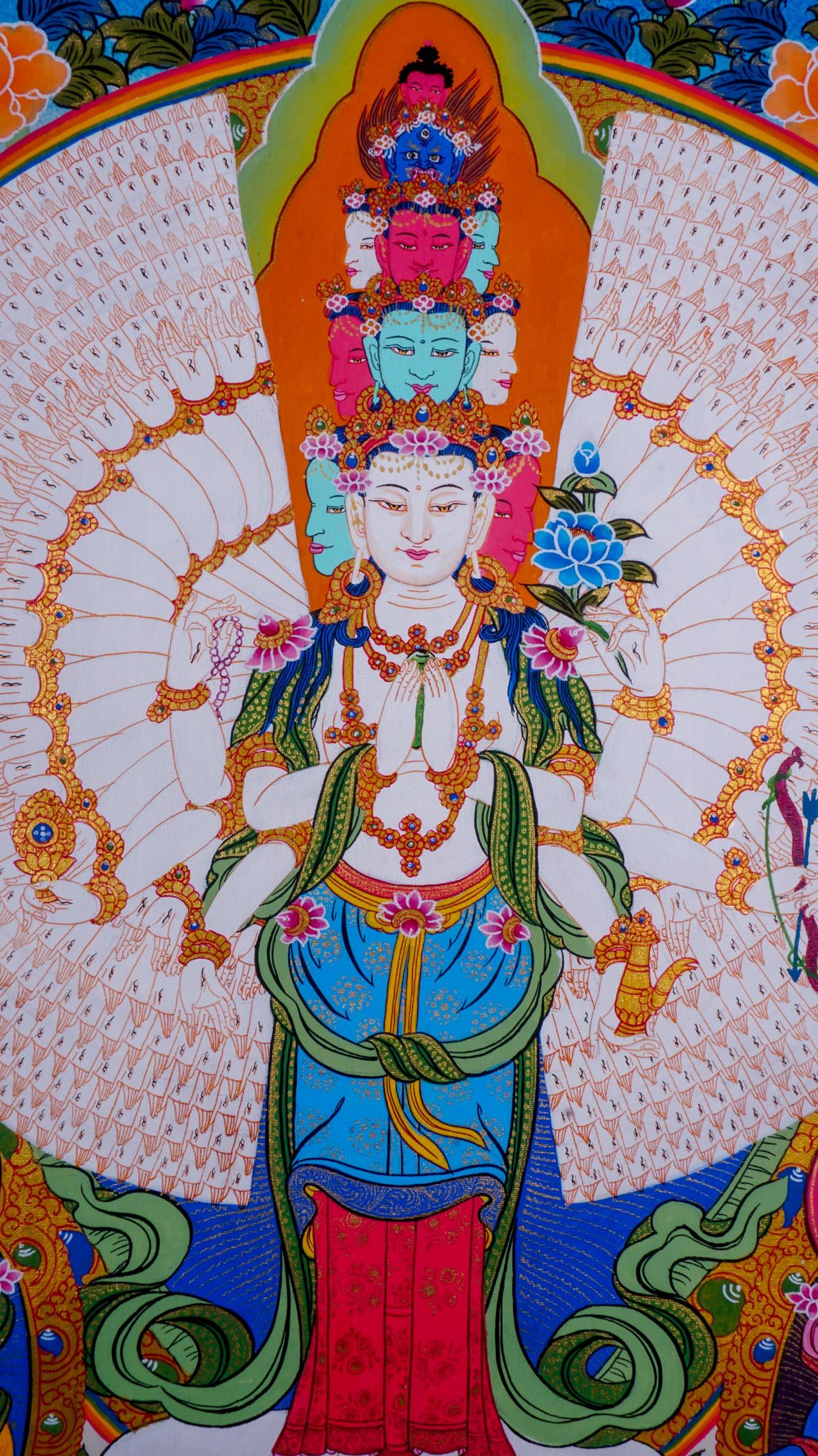 1000 Arm Avalokiteshvara with other Deities - Himalayas Shop