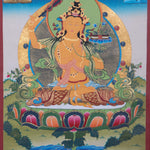 Authentic Manjushri Thangka Painting - Handpainted thangka art using only natural stone color - Himalayas Shop 