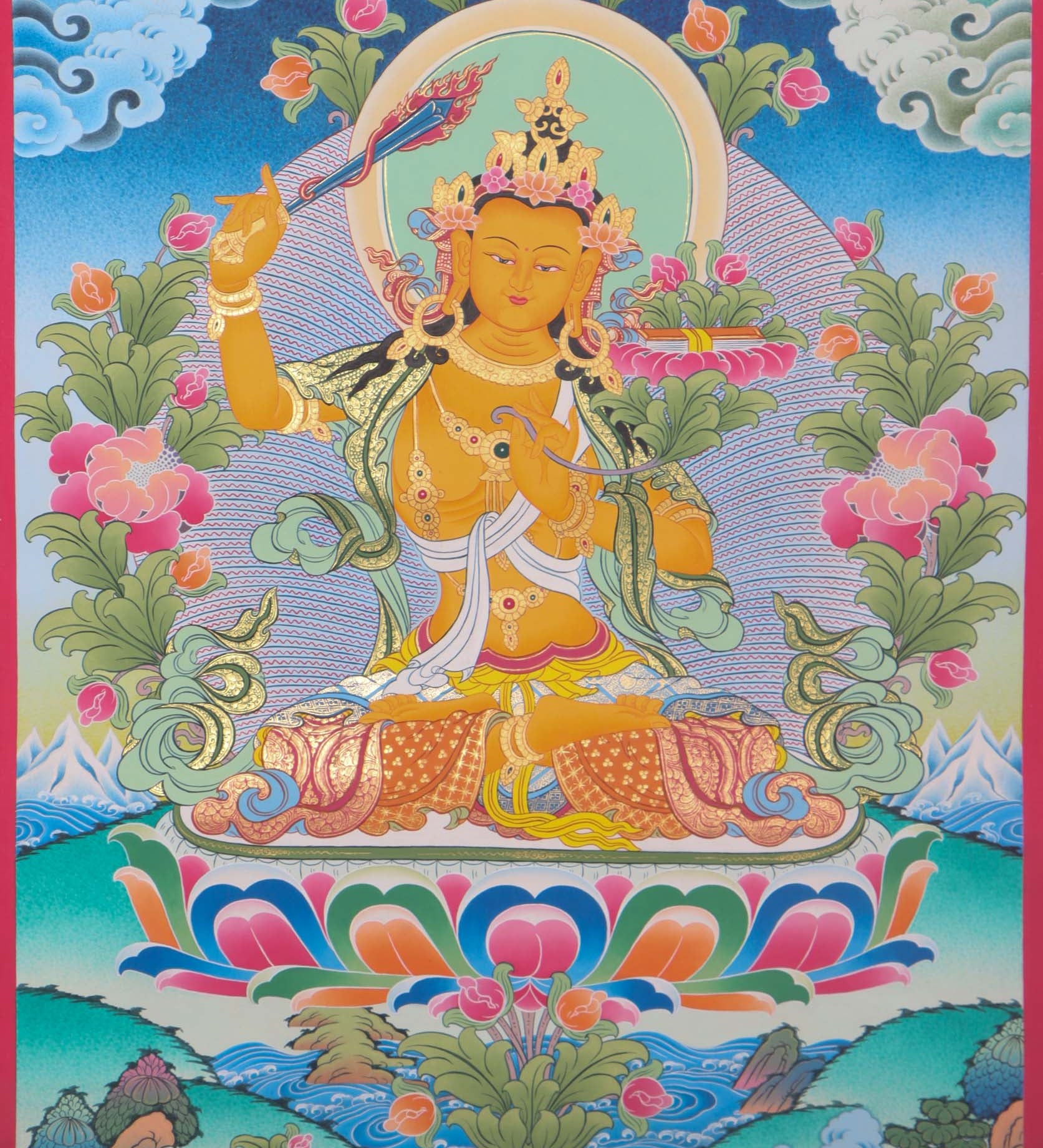 High quality Manjushri Thangka - Handpainted Thangka Art - Himalayas Shop