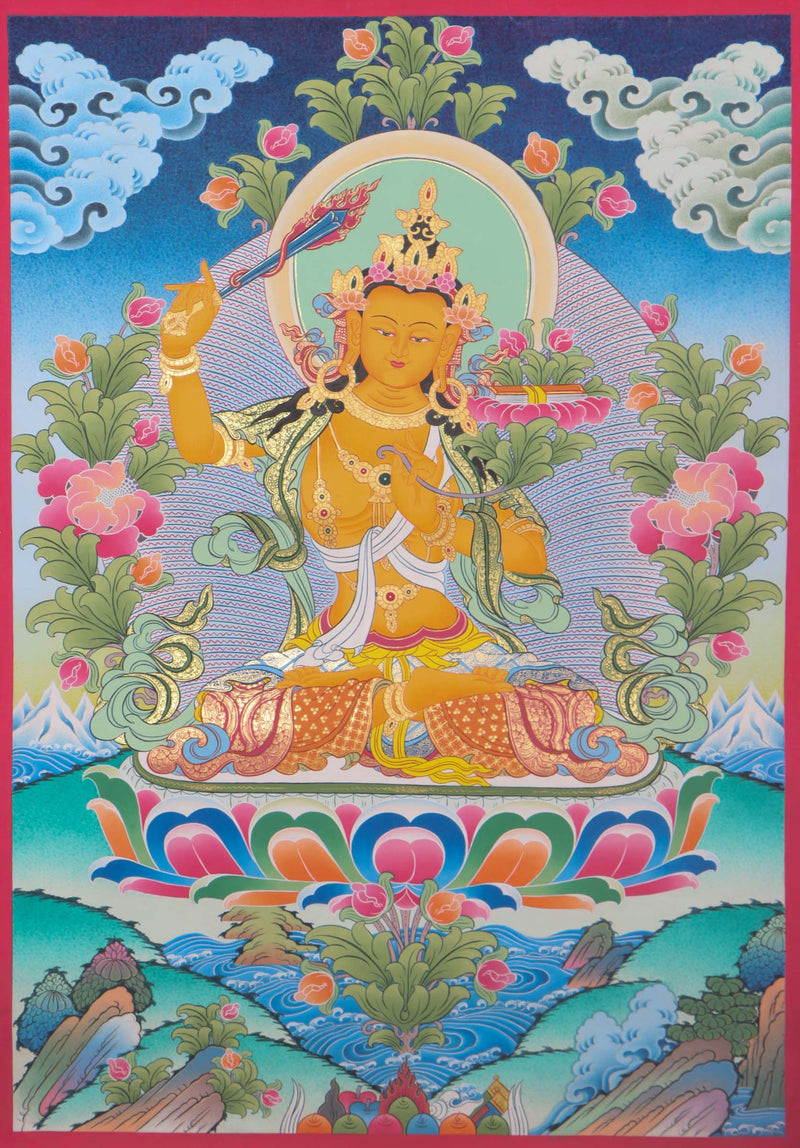 High quality Manjushri Thangka - Handpainted Thangka Art - Himalayas Shop