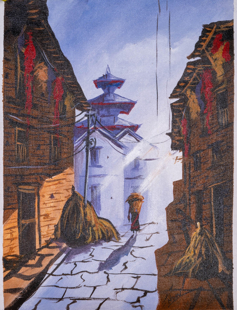 Street of Kathmandu Valley- Wall hanging painting - Himalayas Shop