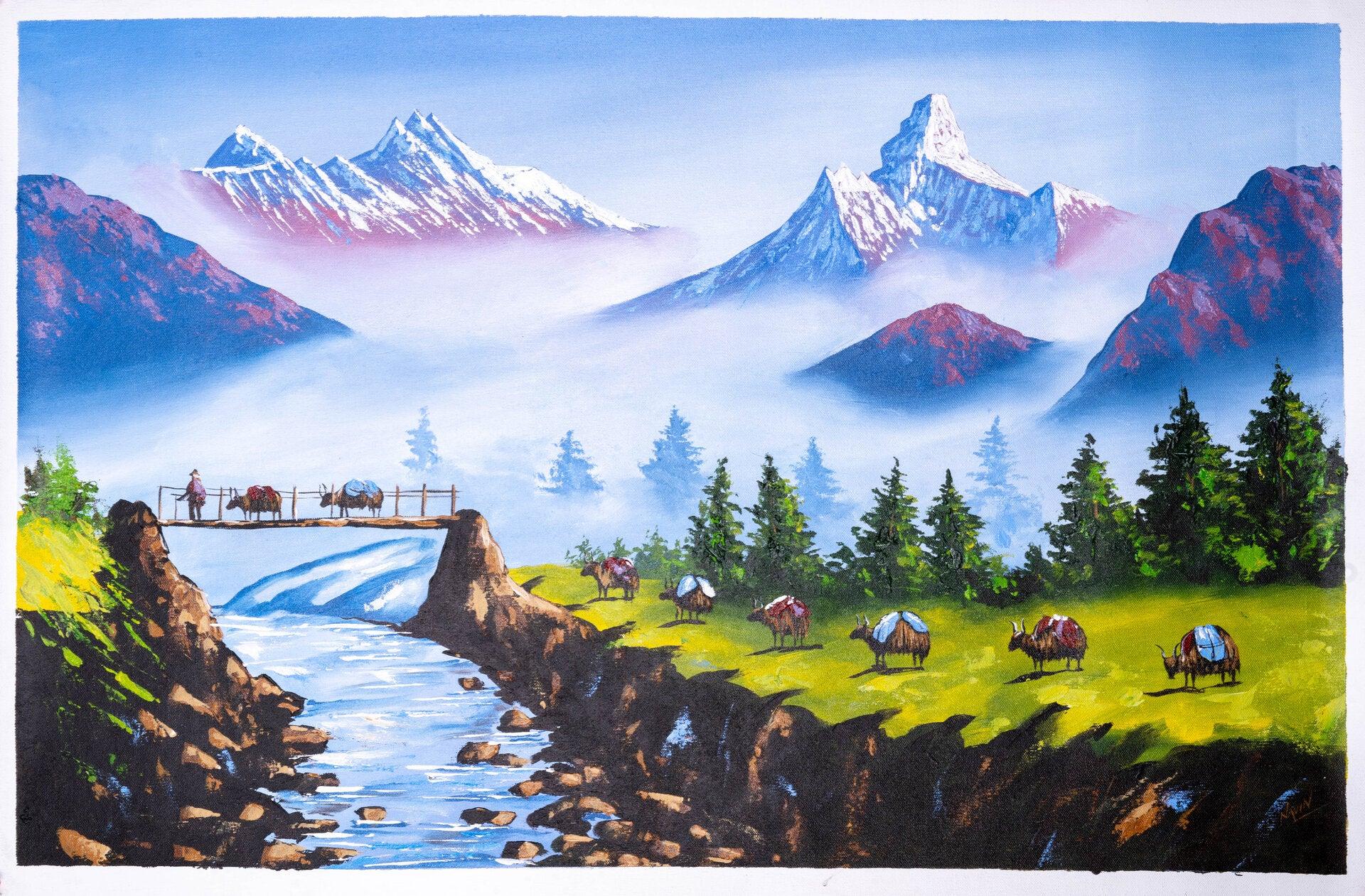 Oil Painting of Mount Annapurna - Himalayas Shop