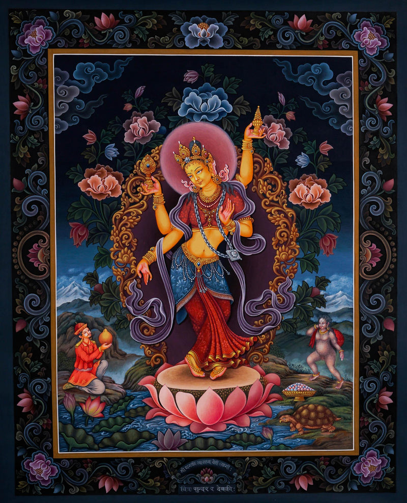 Laxmi Thangka Painting - Newari Style - Handmade thangka painting - HimalayasShop