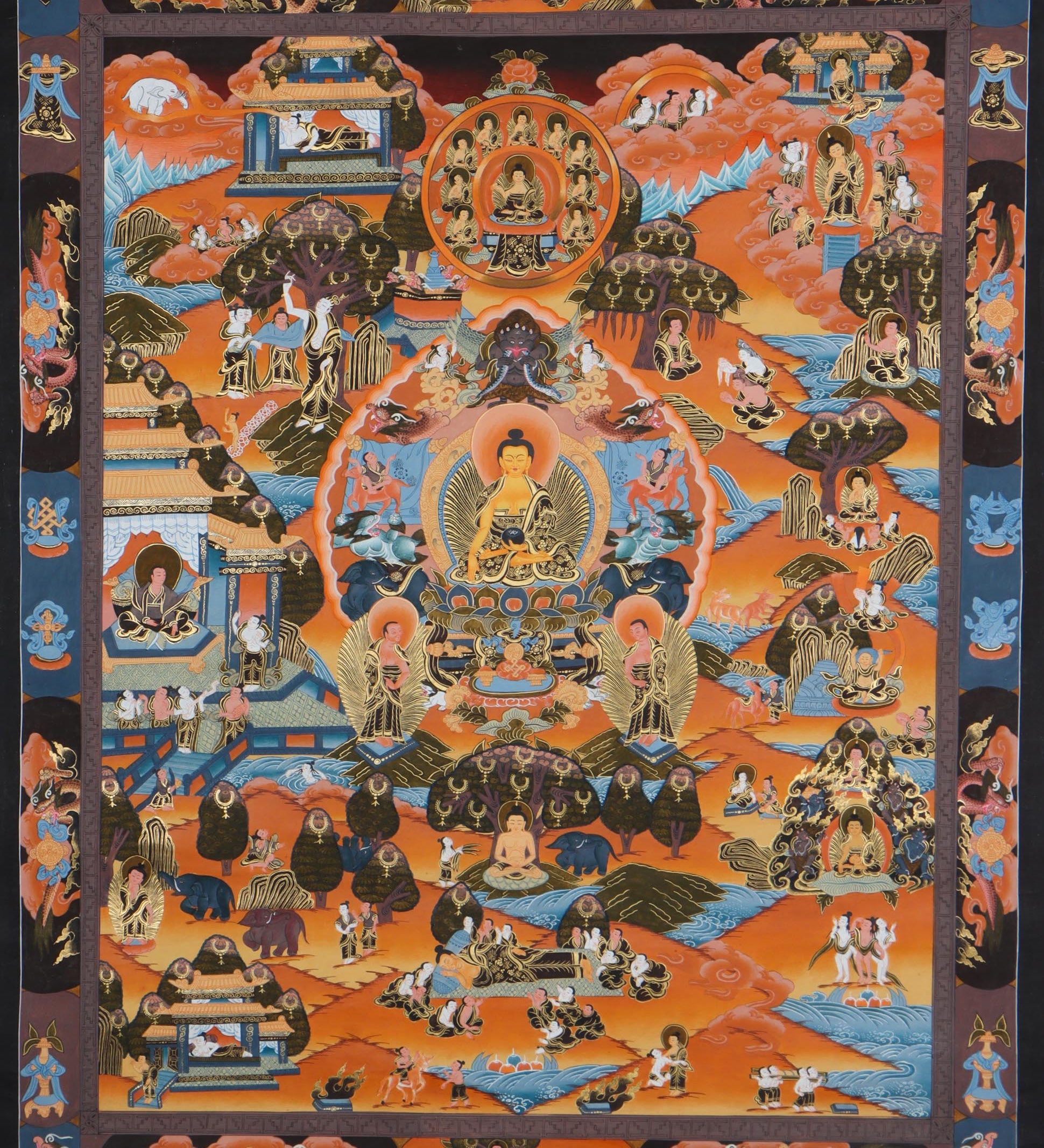 Life of Buddha Thangka Painting - Himalayas Shop