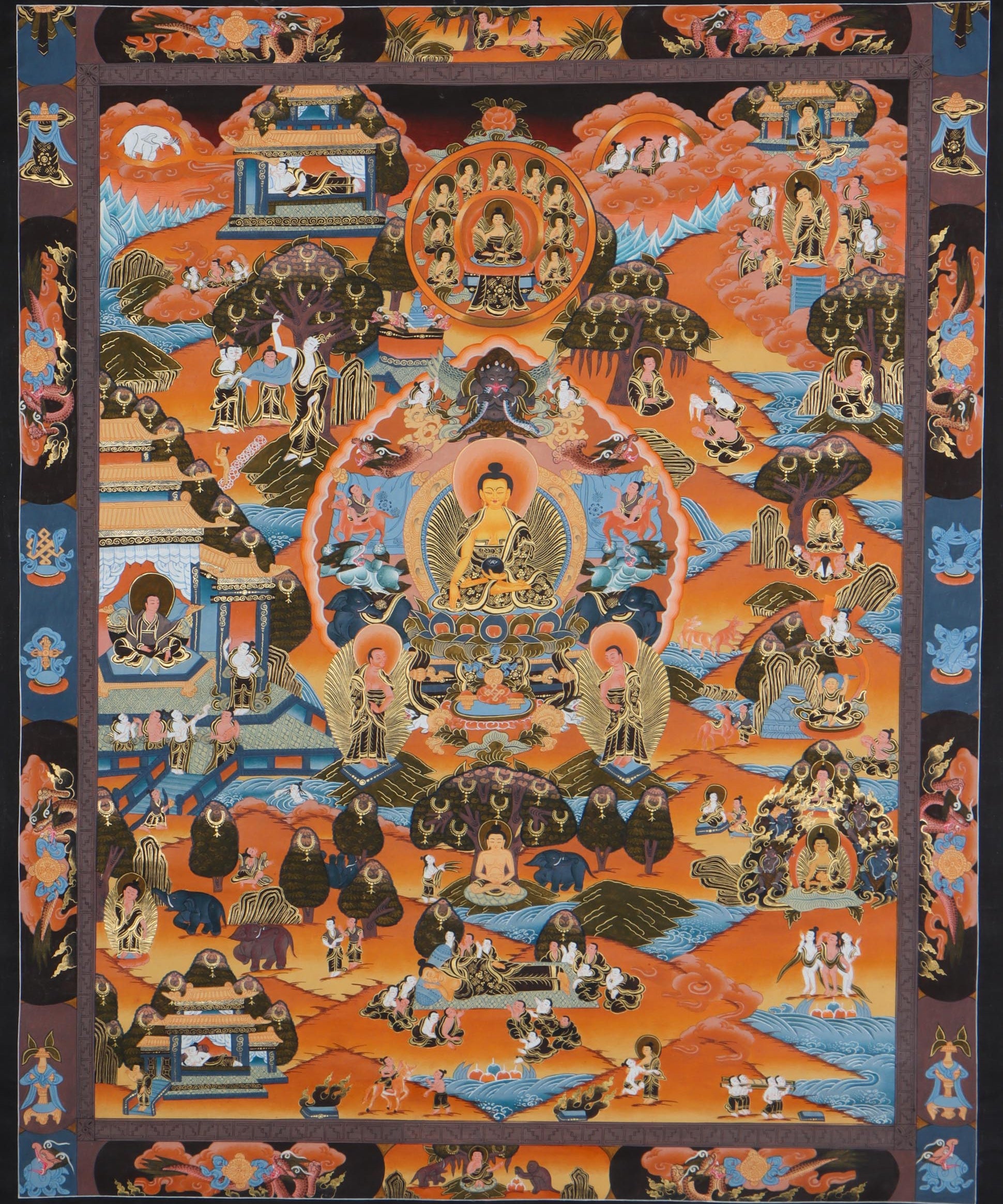 Life of Buddha Thangka Painting - Himalayas Shop