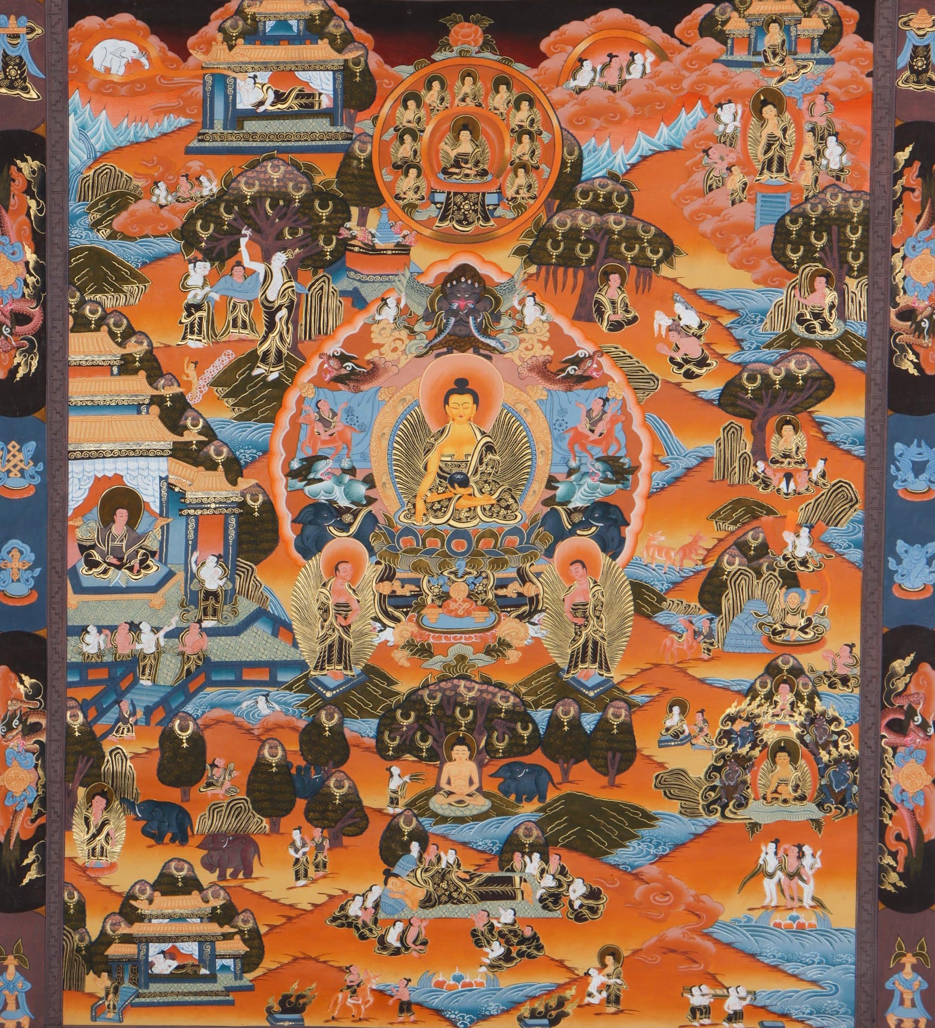 Life of Buddha Thangka Painting - Himalayas Shop