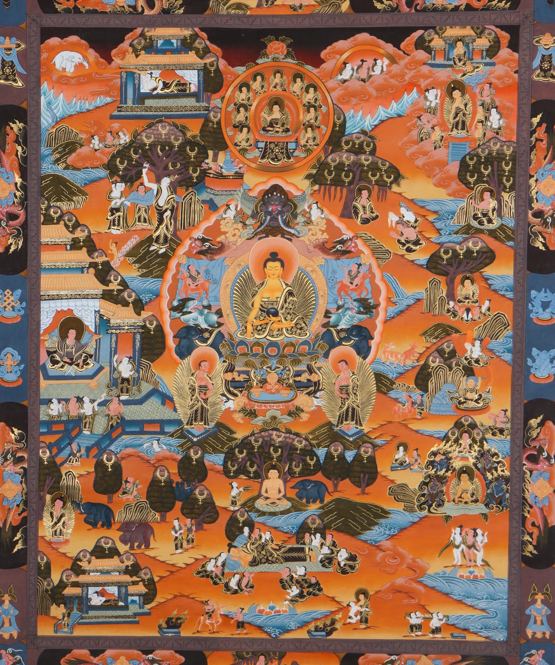 Life of Buddha Thangka Painting - Himalayas Shop