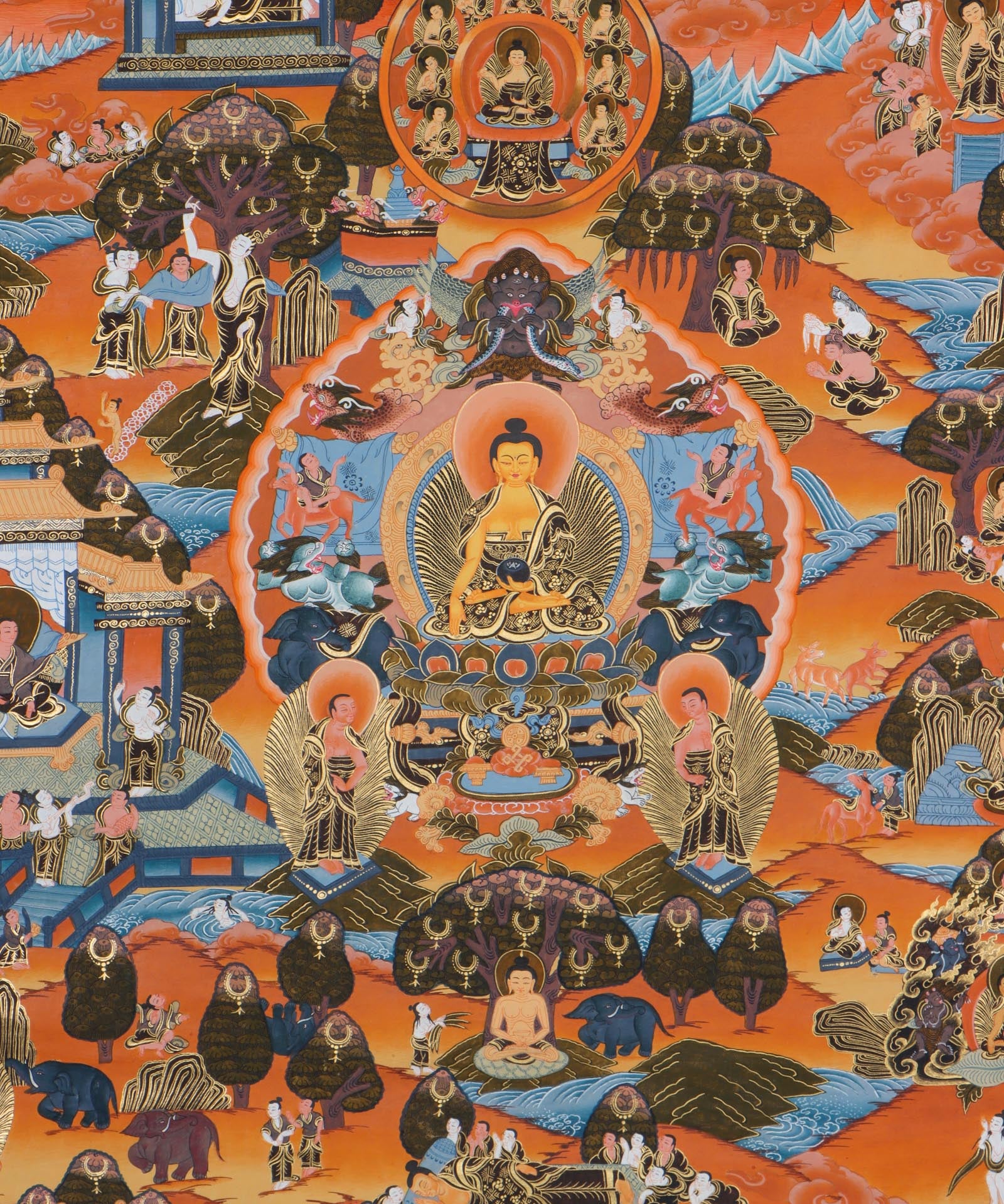 Life of Buddha Thangka Painting - Himalayas Shop