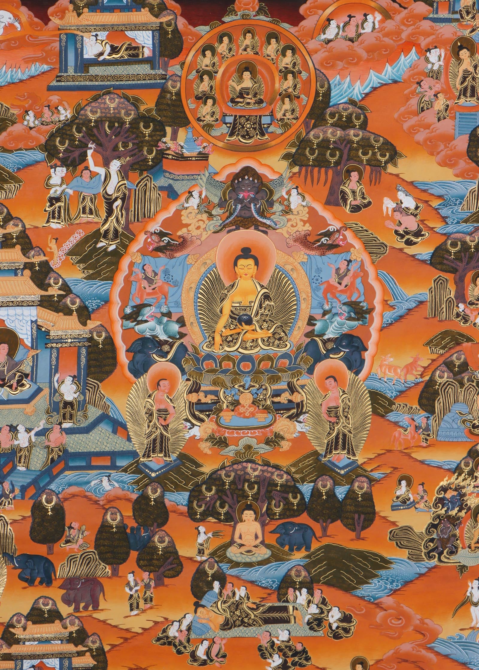 Life of Buddha Thangka Painting - Himalayas Shop
