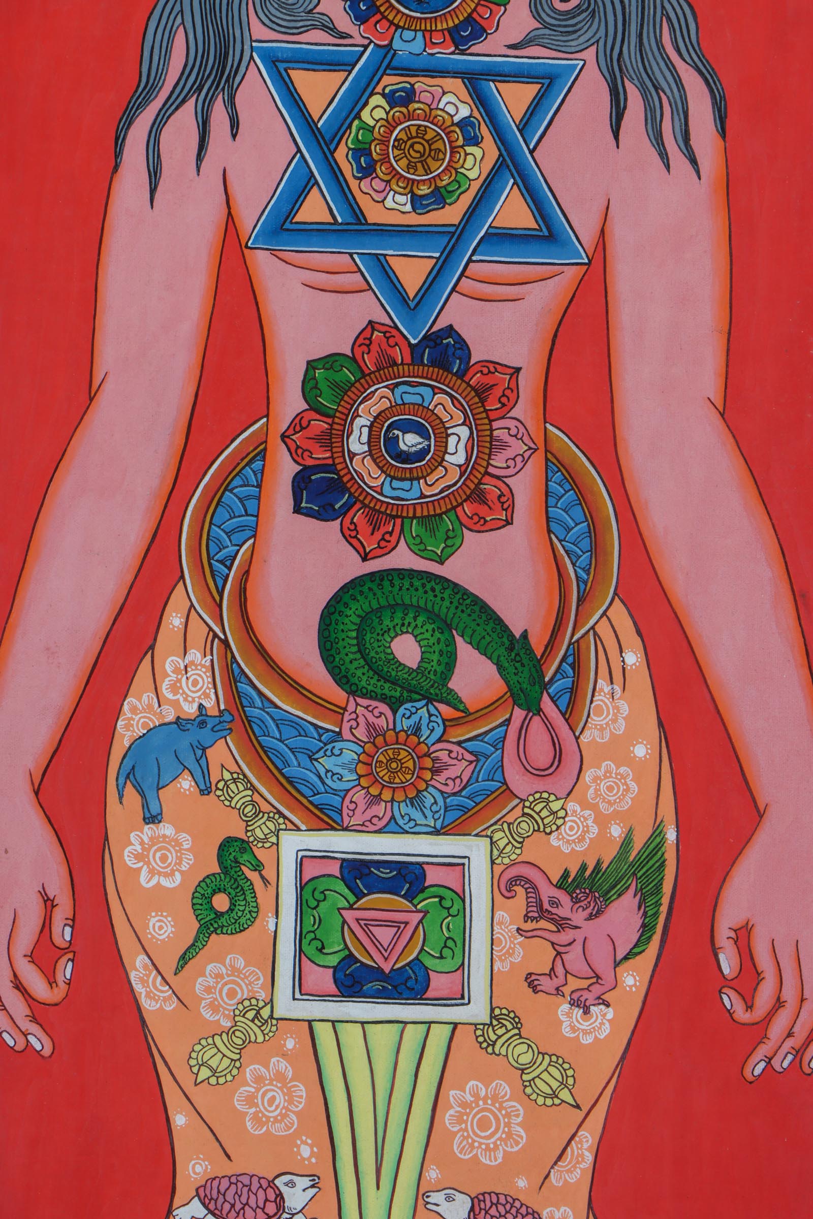 7 Chakra Art Thangka painting - Handpainted Tibetan Thangka Art - Himalayas Shop