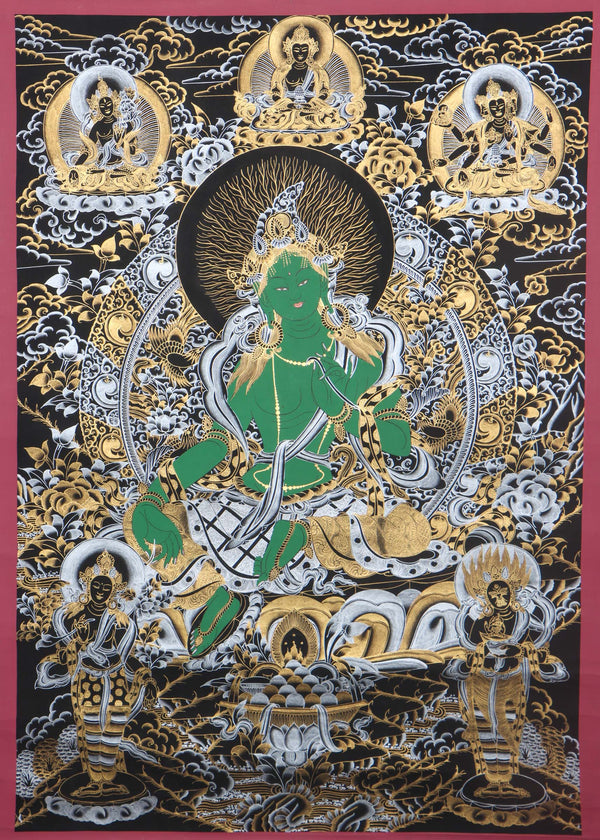Green Tara Thangka - Himalayas Shop