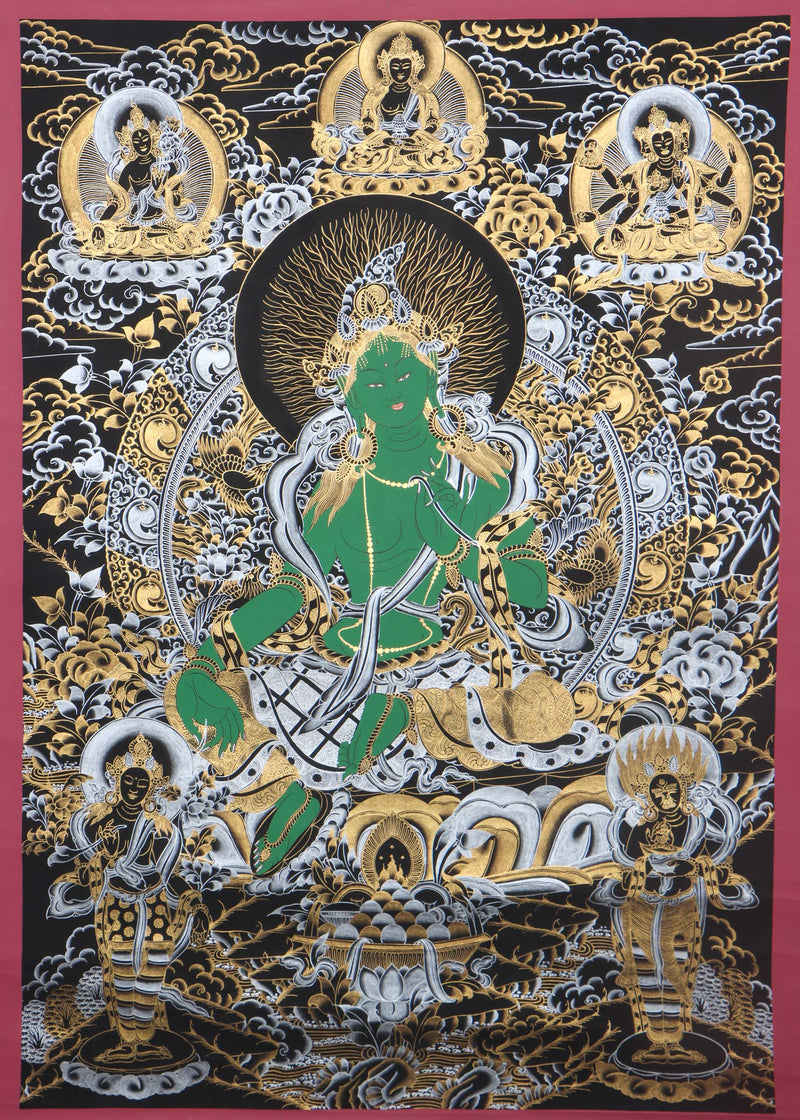 Green Tara Thangka - Himalayas Shop