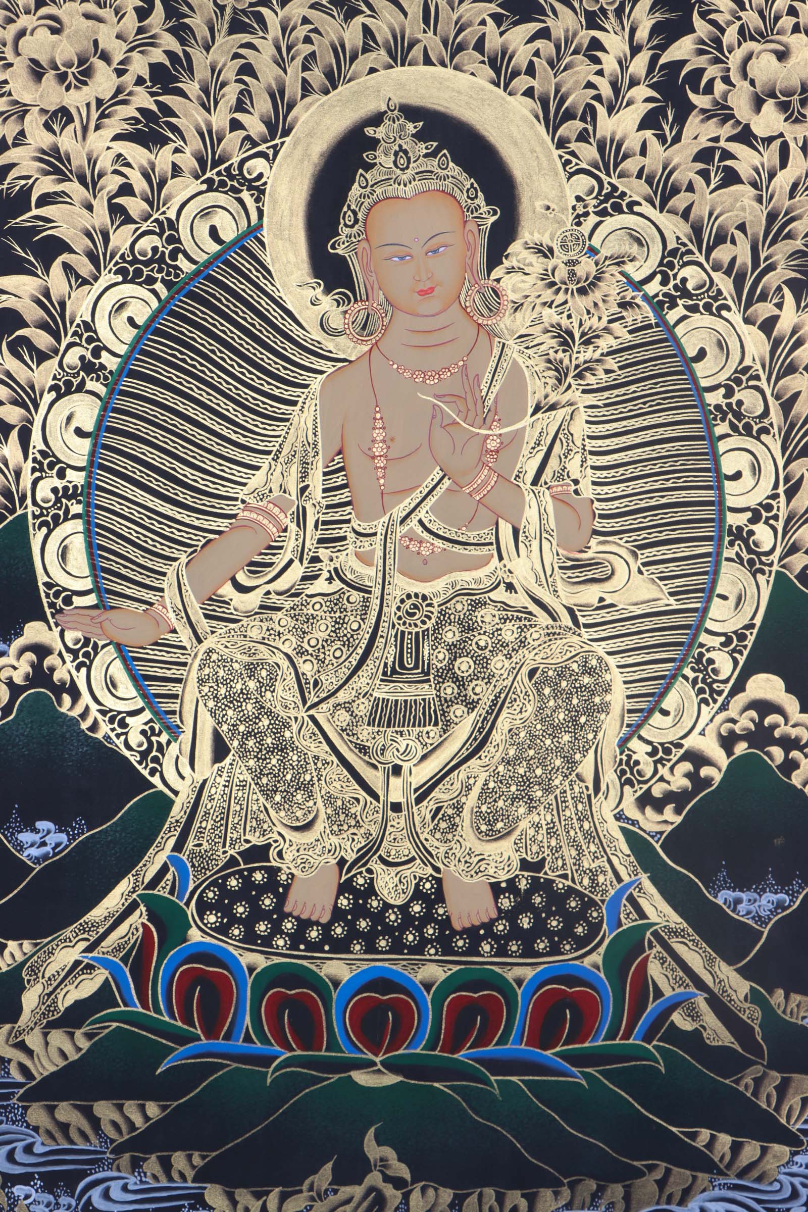 Maitreya Buddha Thangka Art- Himalayas Shop