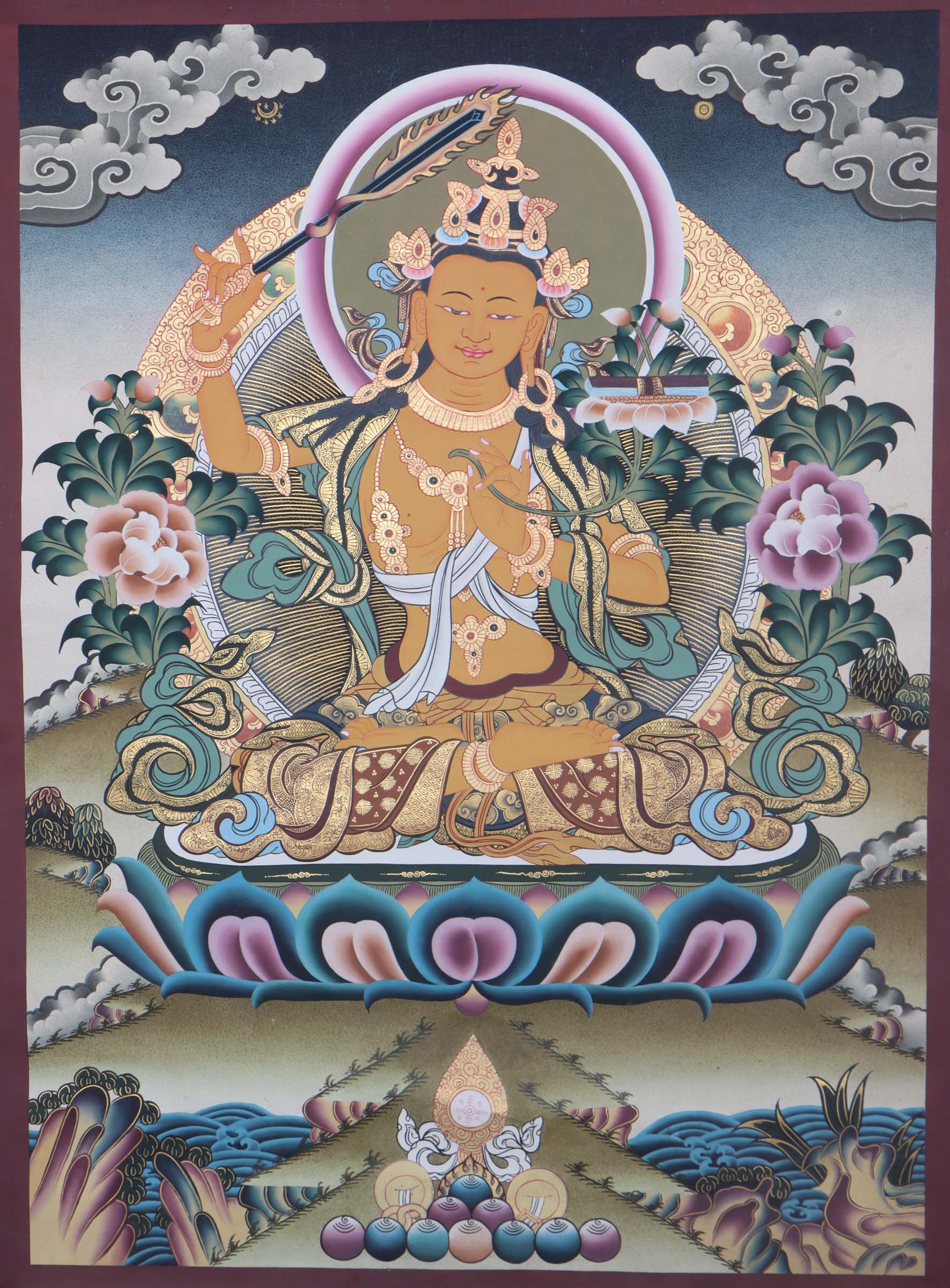 Authentic Prajnaparmita, Manjushri Thangka Art - Himalayas Shop