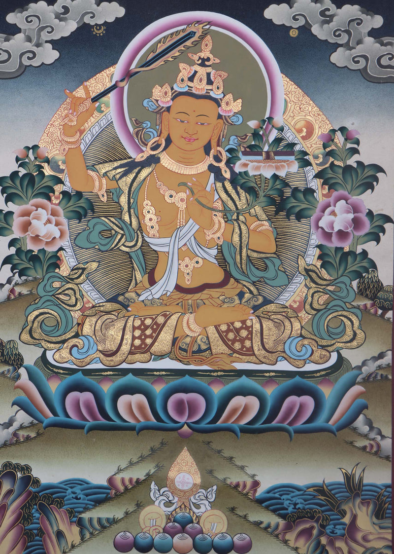 Authentic Prajnaparmita, Manjushri Thangka Art - Himalayas Shop