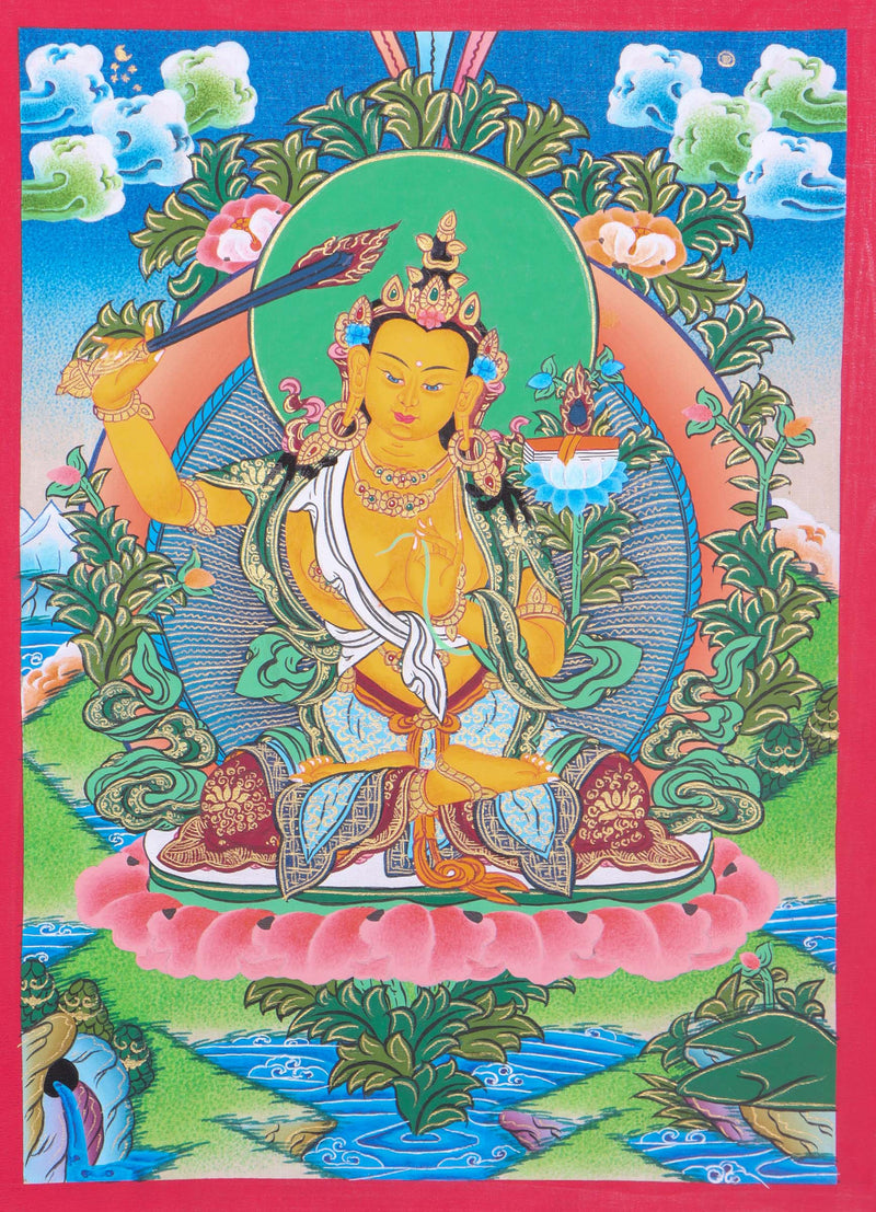 Yellow Manjushri Thangka - Himalayas Shop
