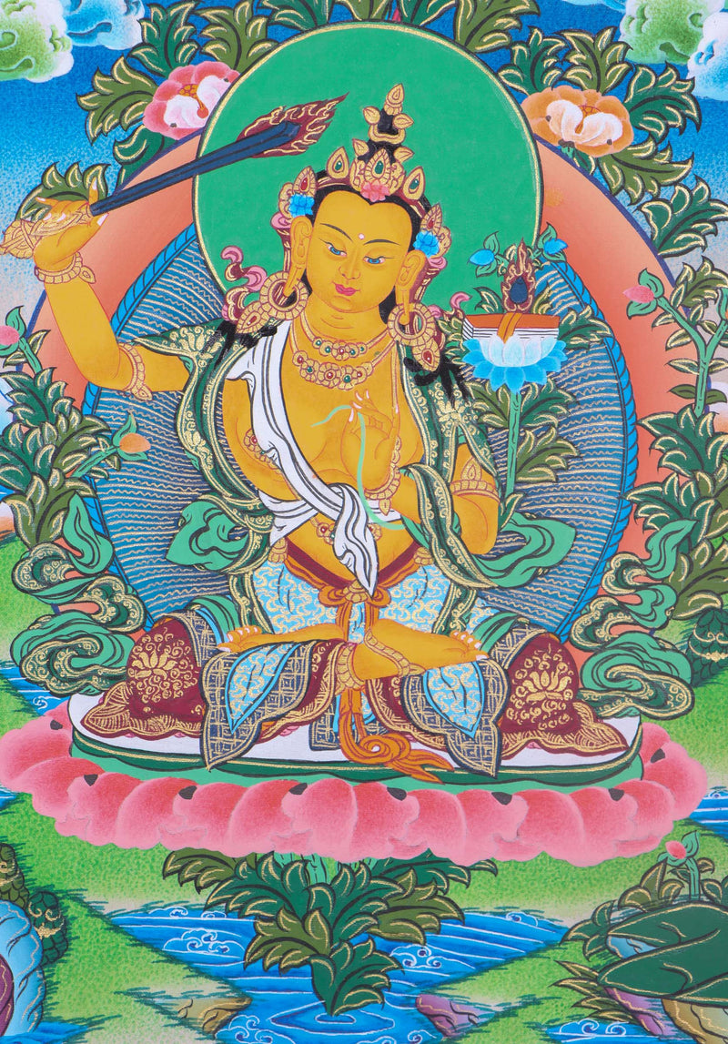 Yellow Manjushri Thangka - Himalayas Shop