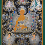 Shakyamuni  Buddha Thangka Painting - Painted only using natural stone color - Himalayas Shop