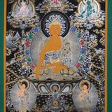Shakyamuni  Buddha Thangka Painting - Painted only using natural stone color - Himalayas Shop