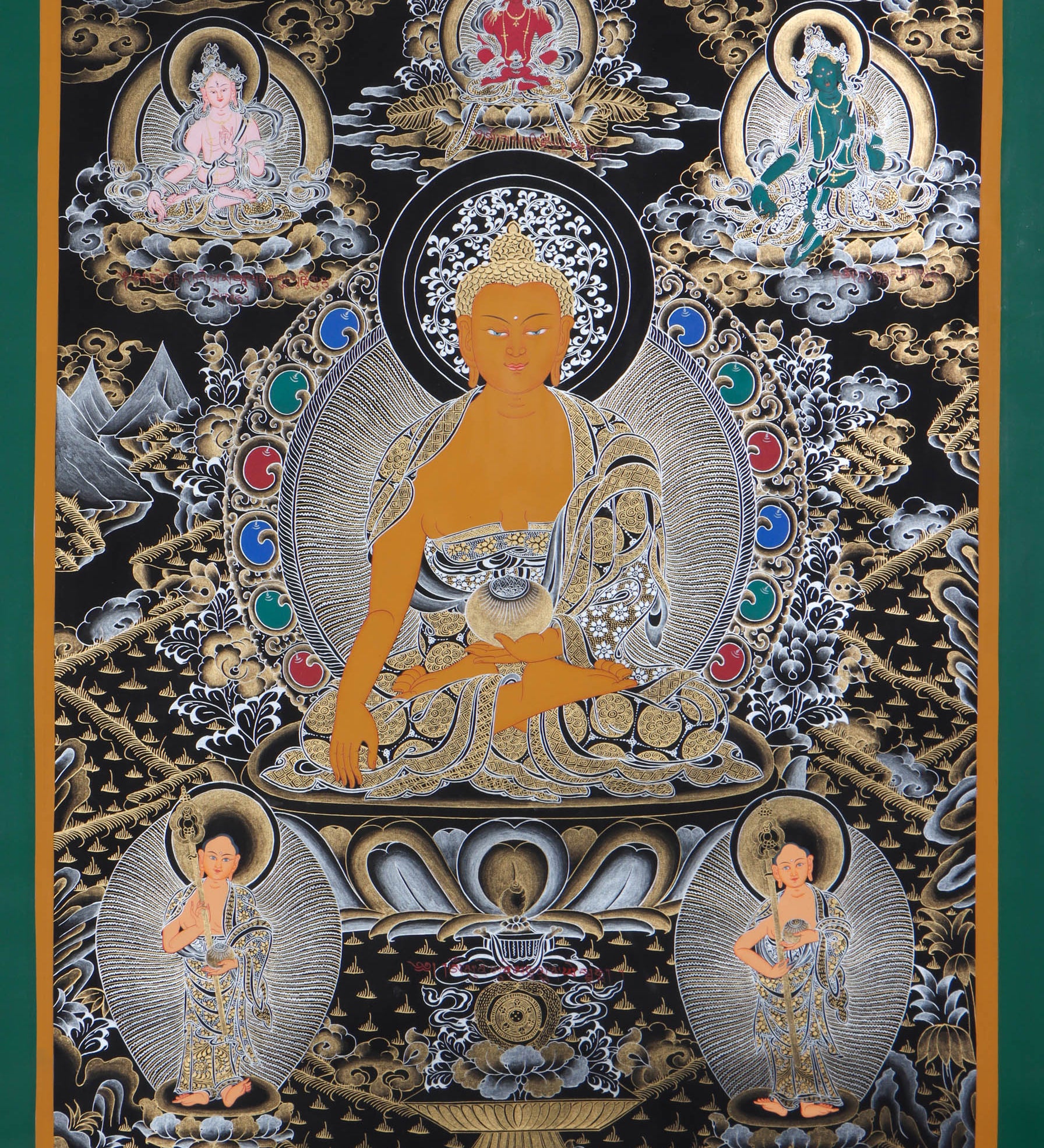 Shakyamuni  Buddha Thangka Painting - Painted only using natural stone color - Himalayas Shop