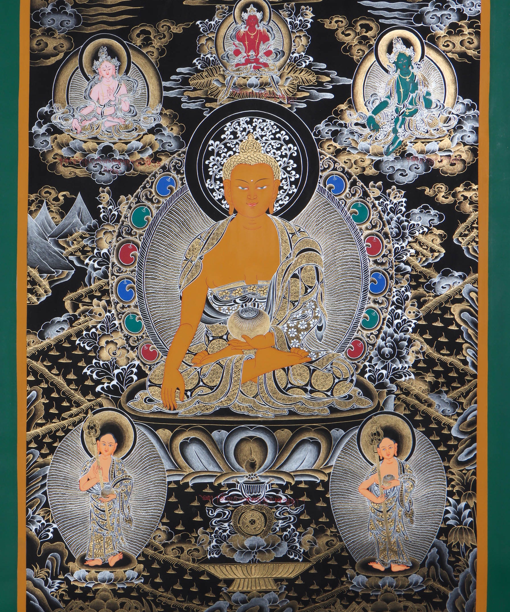Shakyamuni  Buddha Thangka Painting - Painted only using natural stone color - Himalayas Shop