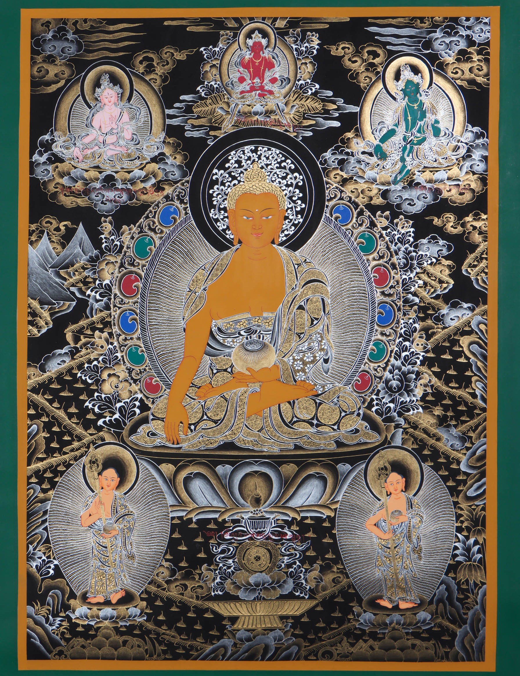Shakyamuni  Buddha Thangka Painting - Painted only using natural stone color - Himalayas Shop