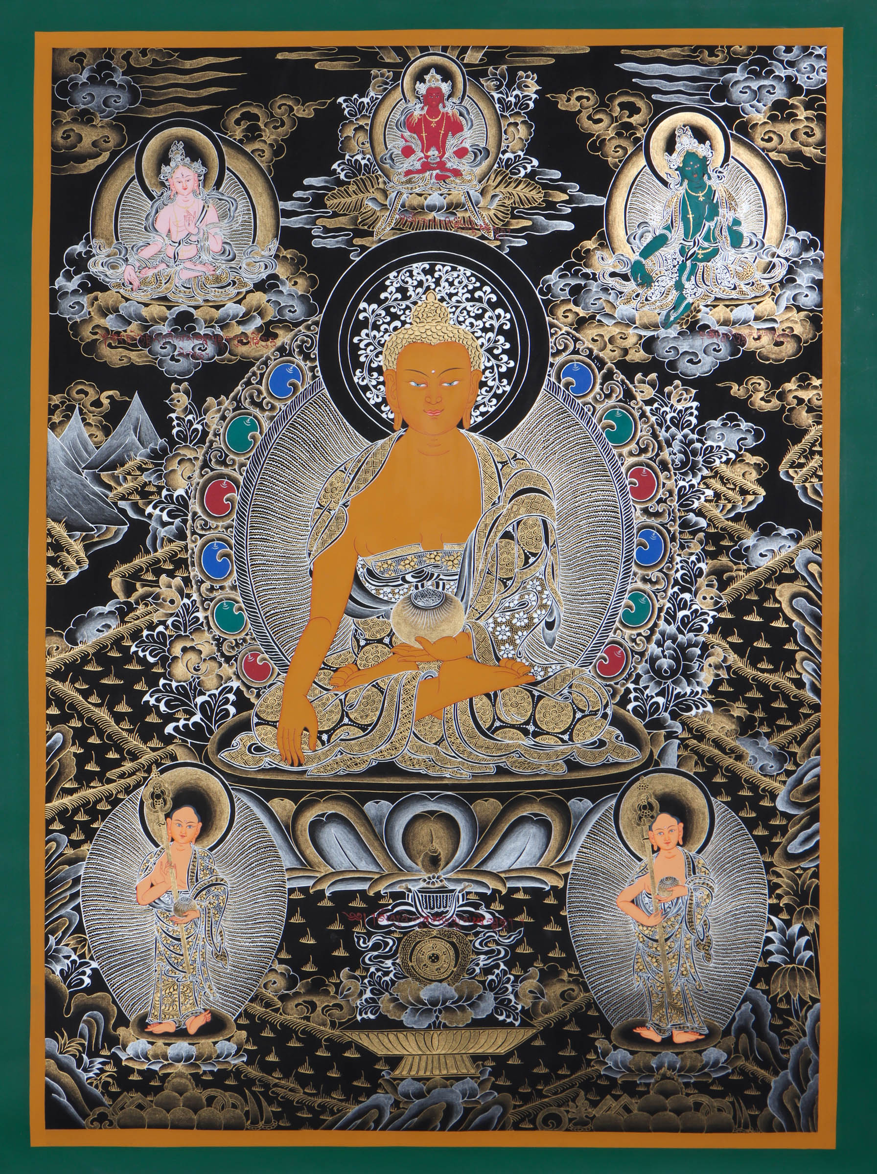 Shakyamuni  Buddha Thangka Painting - Painted only using natural stone color - Himalayas Shop