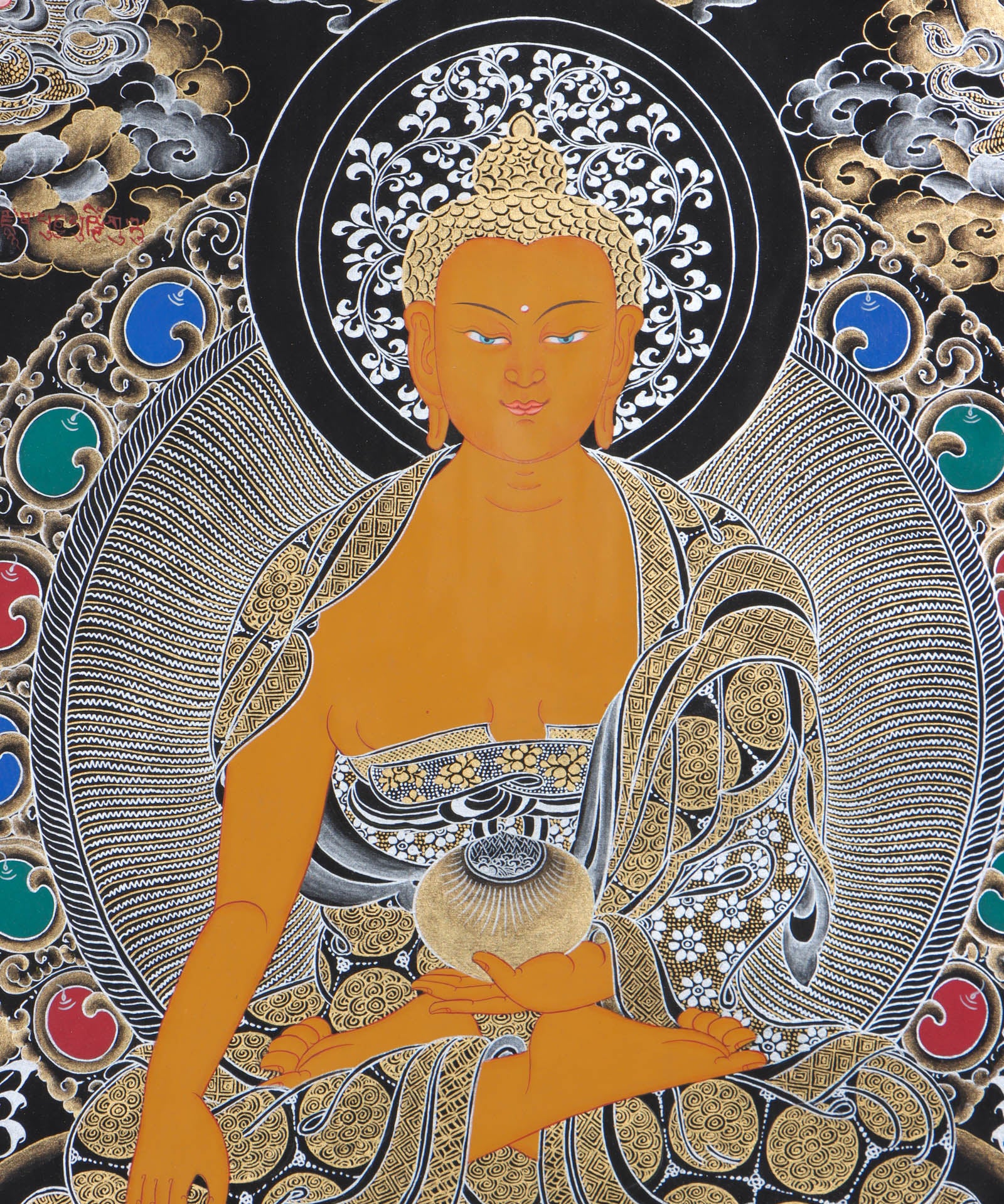 Shakyamuni  Buddha Thangka Painting - Painted only using natural stone color - Himalayas Shop Buddha Thangka Painting - Painted only using natural stone color - Himalayas Shop