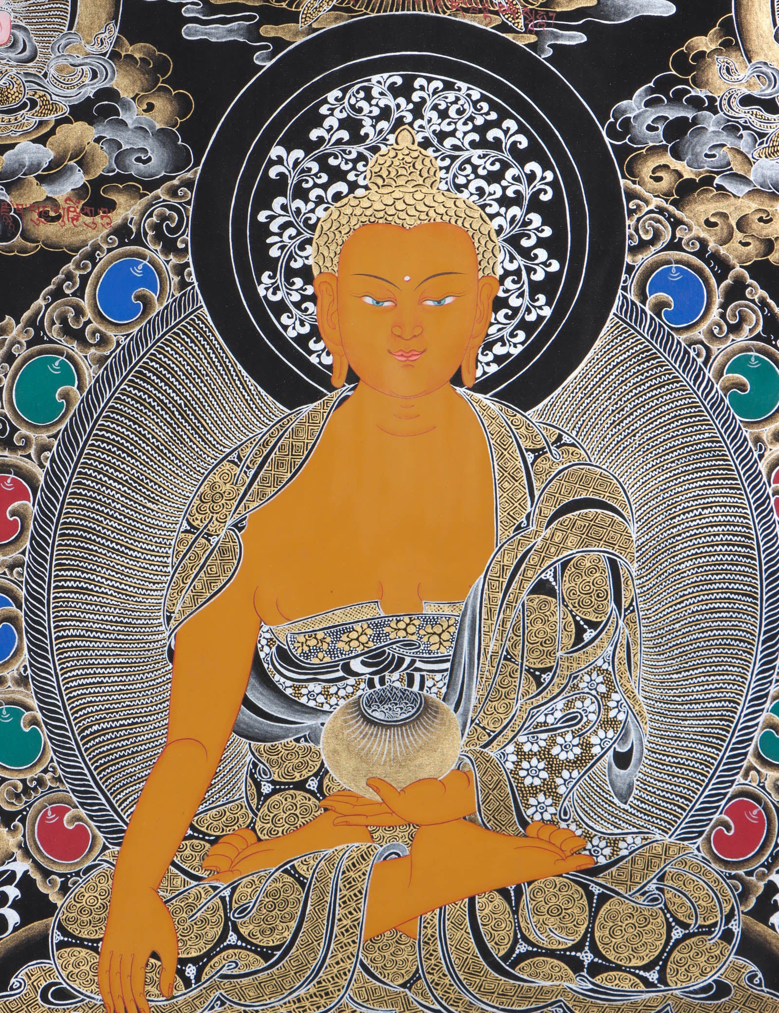 Shakyamuni  Buddha Thangka Painting - Painted only using natural stone color - Himalayas Shop Buddha Thangka Painting - Painted only using natural stone color - Himalayas Shop