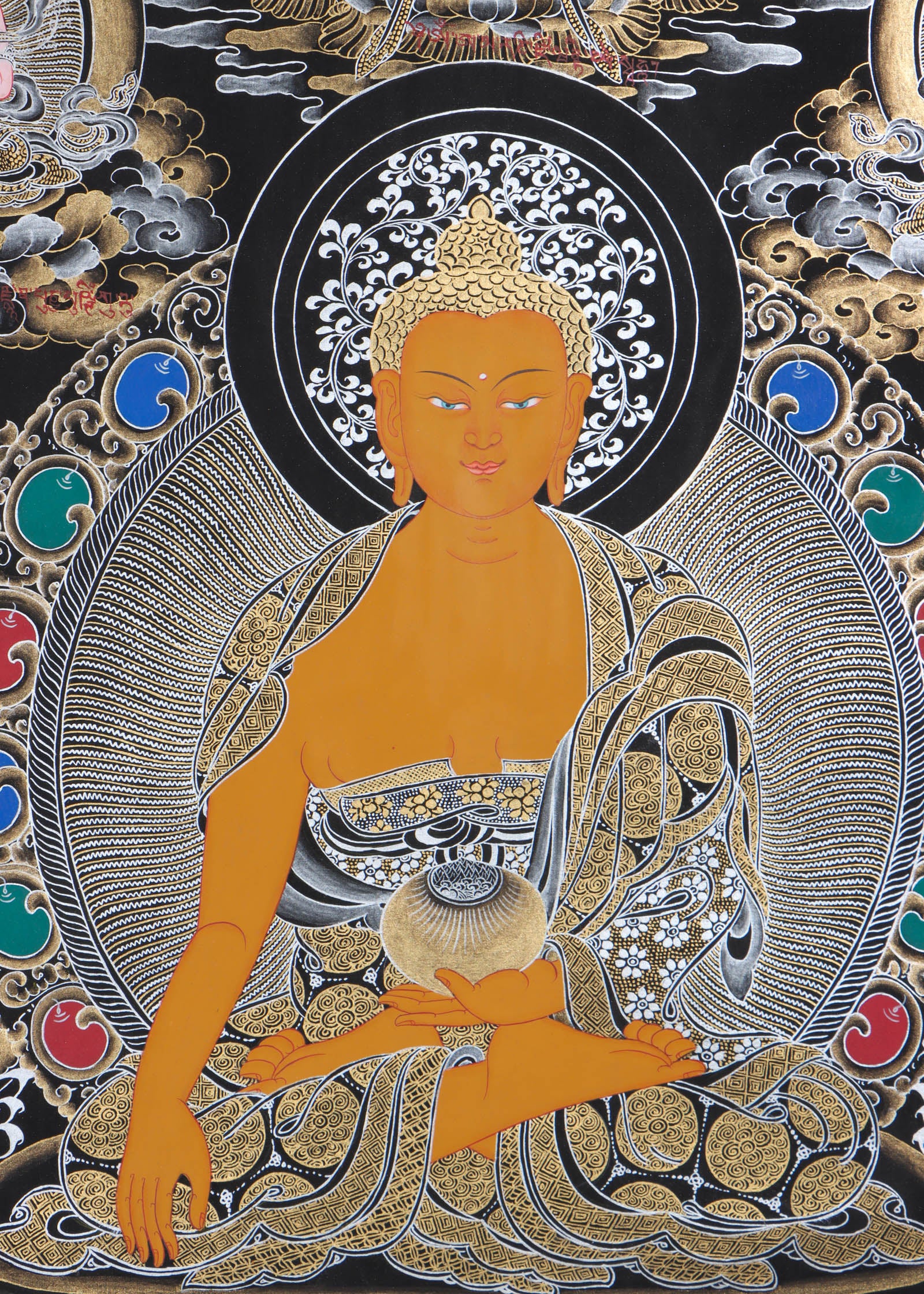 Shakyamuni  Buddha Thangka Painting - Painted only using natural stone color - Himalayas Shop Buddha Thangka Painting - Painted only using natural stone color - Himalayas Shop