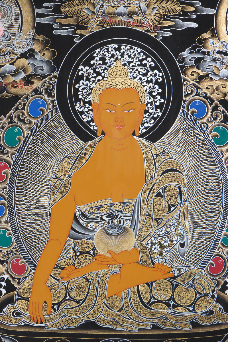 Shakyamuni  Buddha Thangka Painting - Painted only using natural stone color - Himalayas Shop Buddha Thangka Painting - Painted only using natural stone color - Himalayas Shop