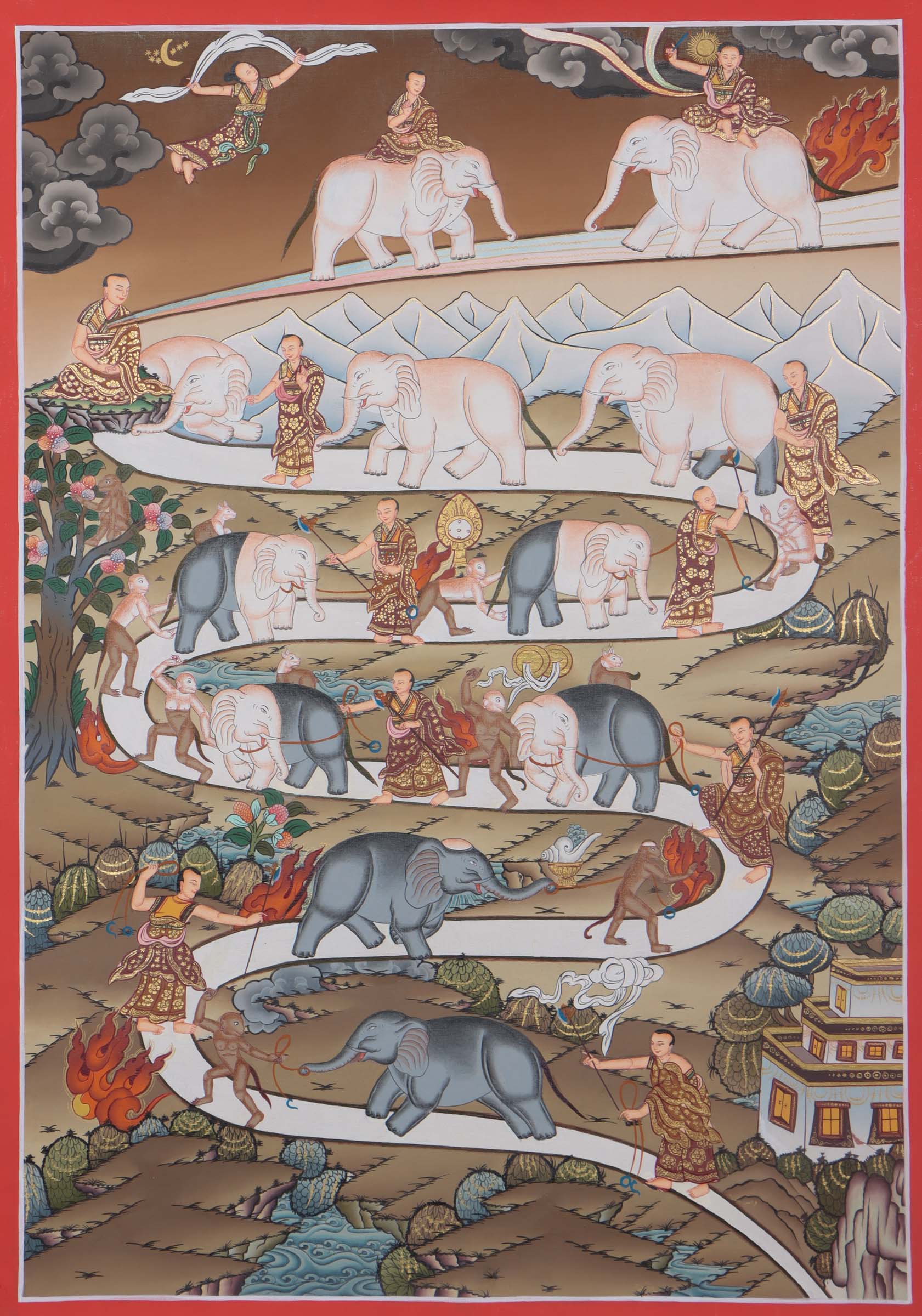 Way to Heaven Thangka Painting - Path to enlightenment - Himalayas Shop 