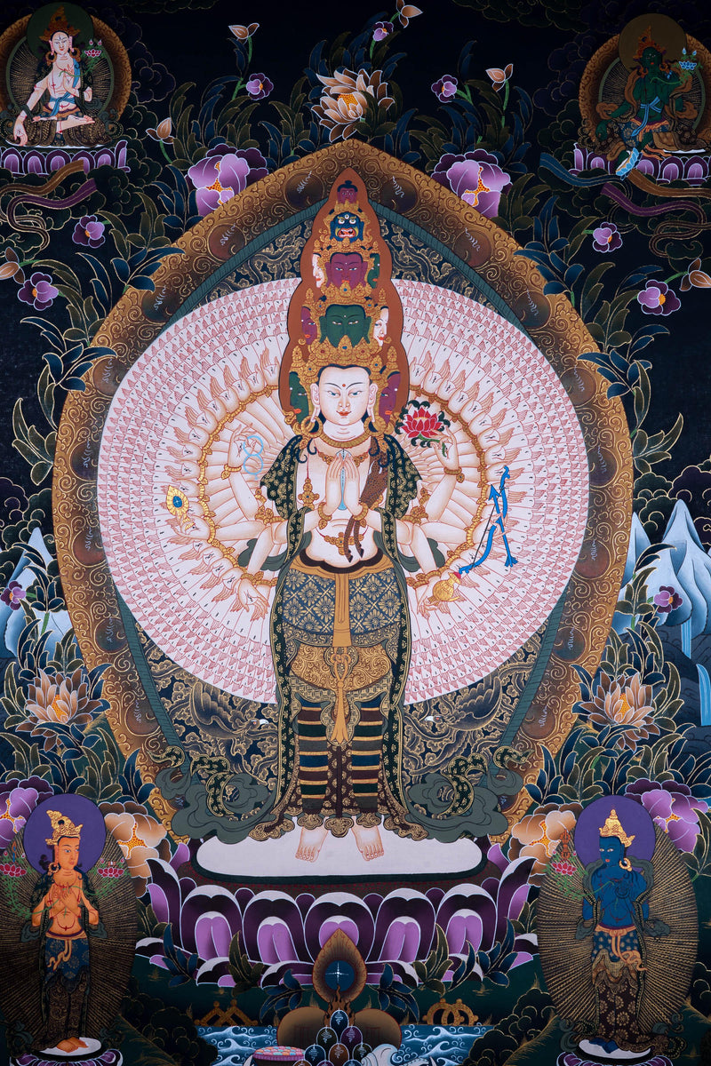 Avalokiteshvara Thangka painting from The Himalayas - Himalayas Shop