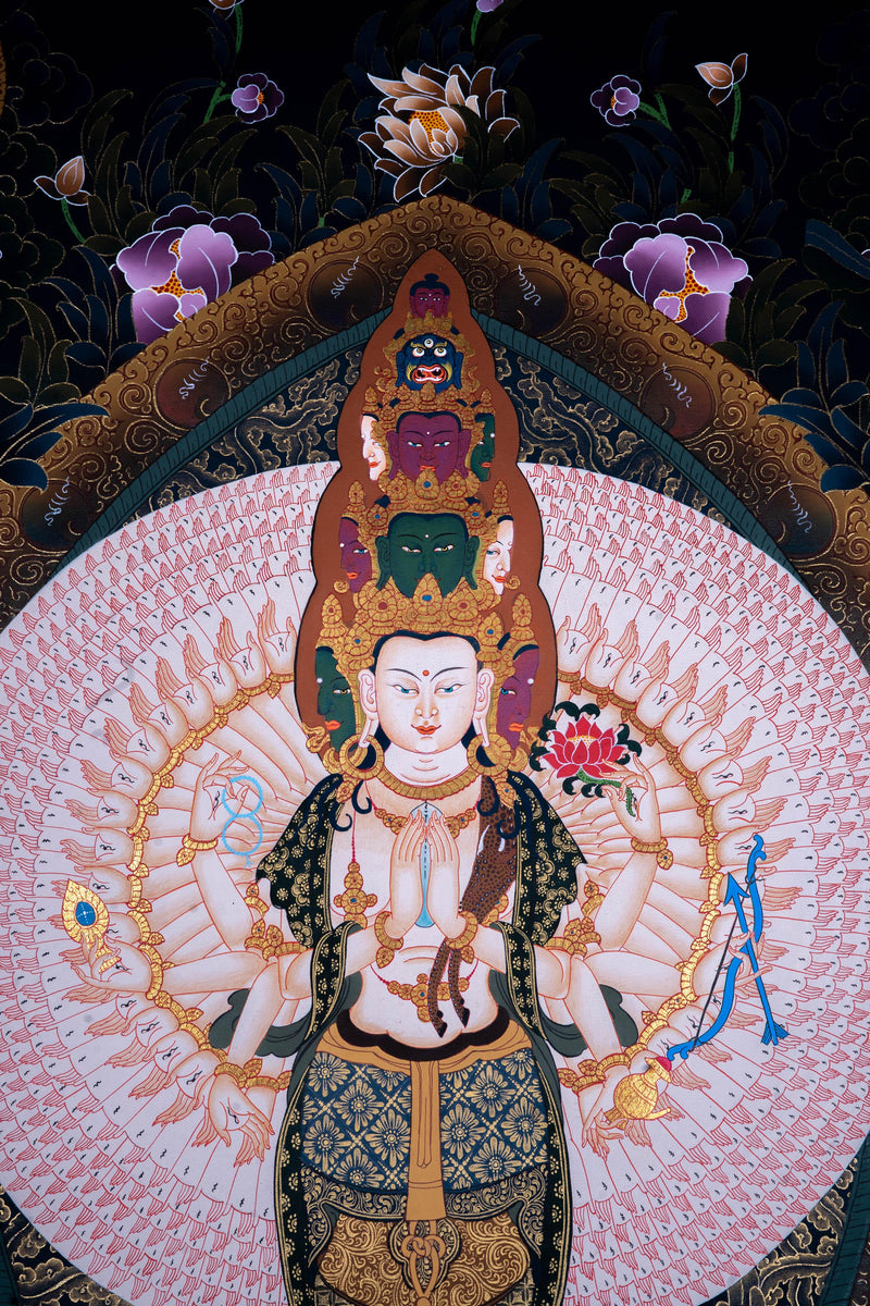 Avalokiteshvara Thangka painting from The Himalayas - Himalayas Shop