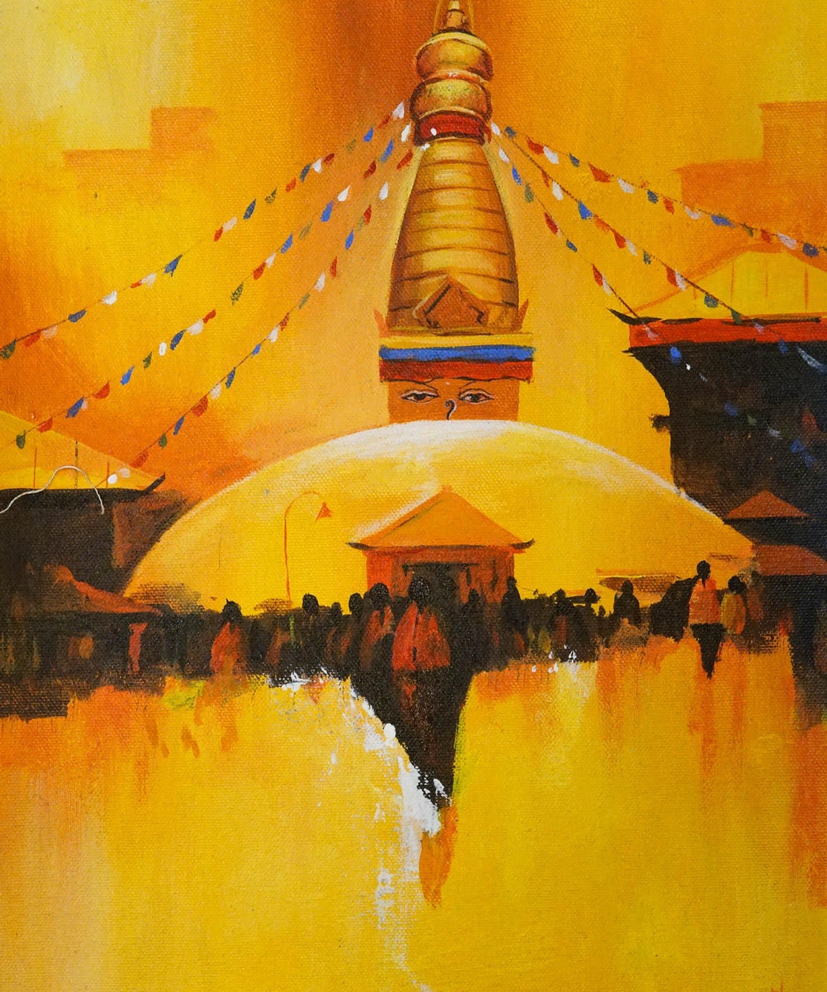 Swayambhunath Stupa Handmade painting on Canvas - Himalayas Shop