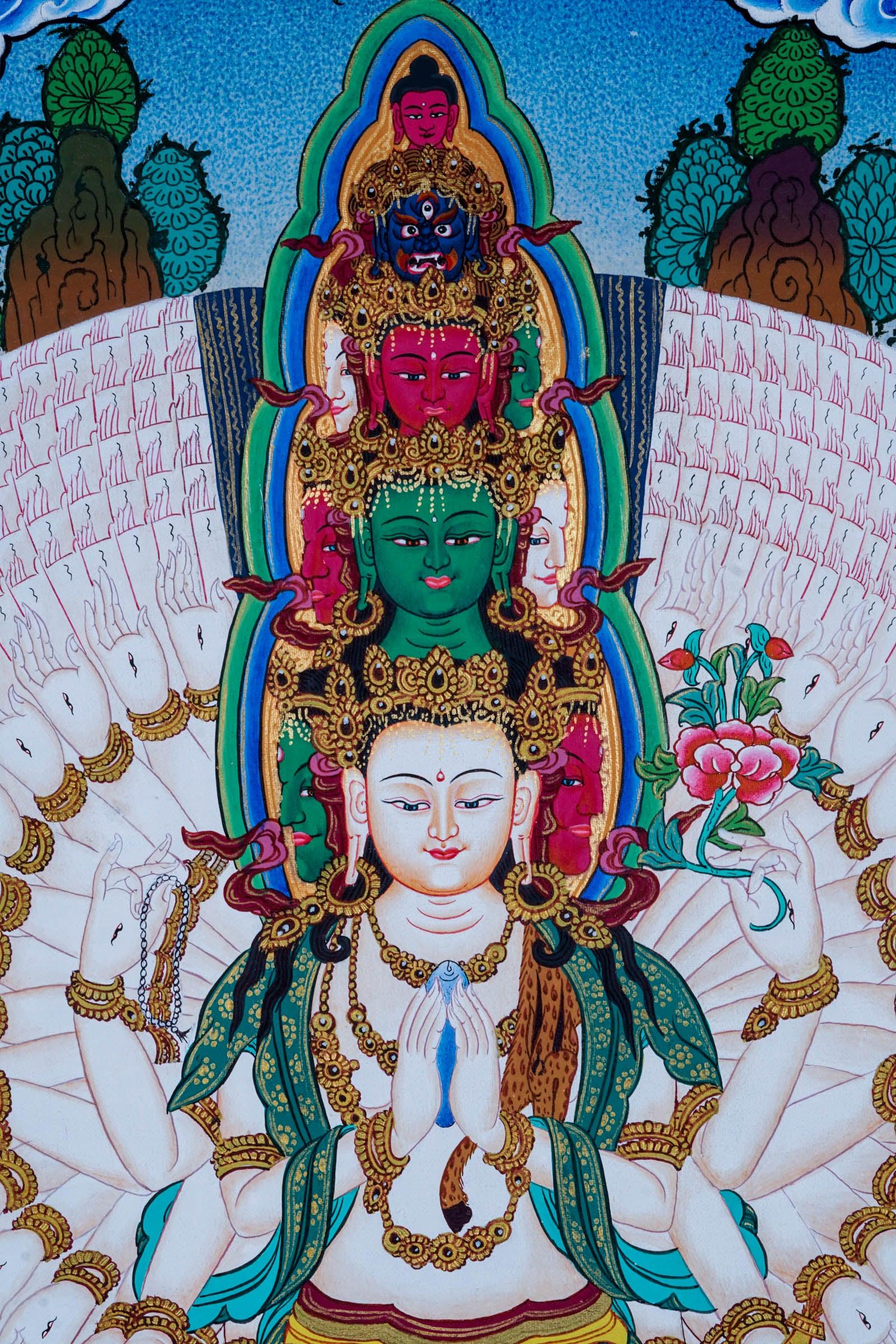 1000 Armed Avalokiteshvara Thangka Art - Himalayas Shop