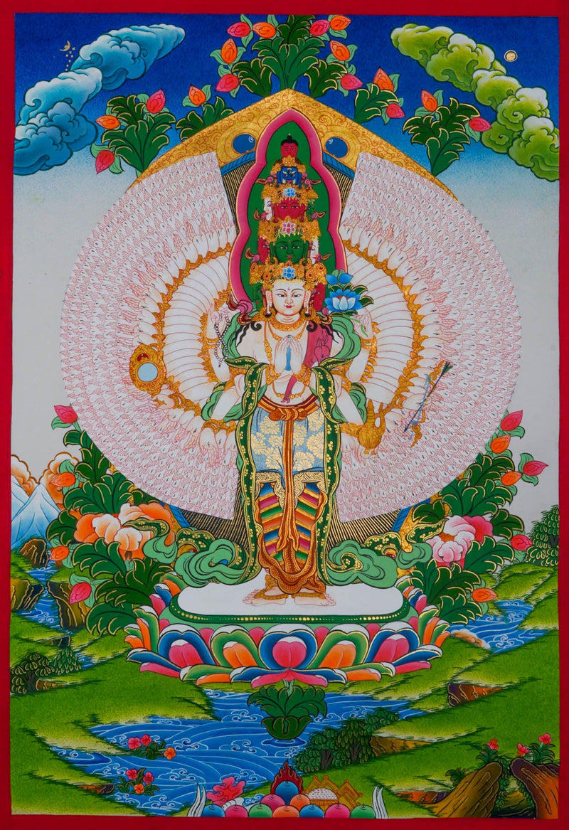 1000 Armed Avalokiteshvara Thangka Painting - HimalayasShop