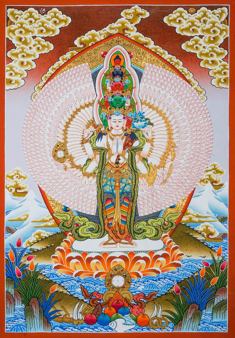 1000 Armed Avalokiteshvara Thangka Painting - Himalayas Shop
